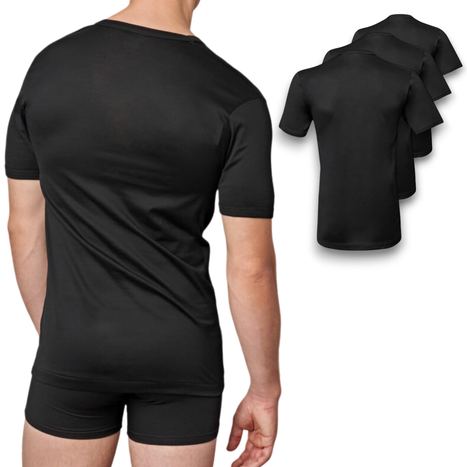 Lady C t-shirt intima uomo filo di Scozia scollo V 3 pezzi