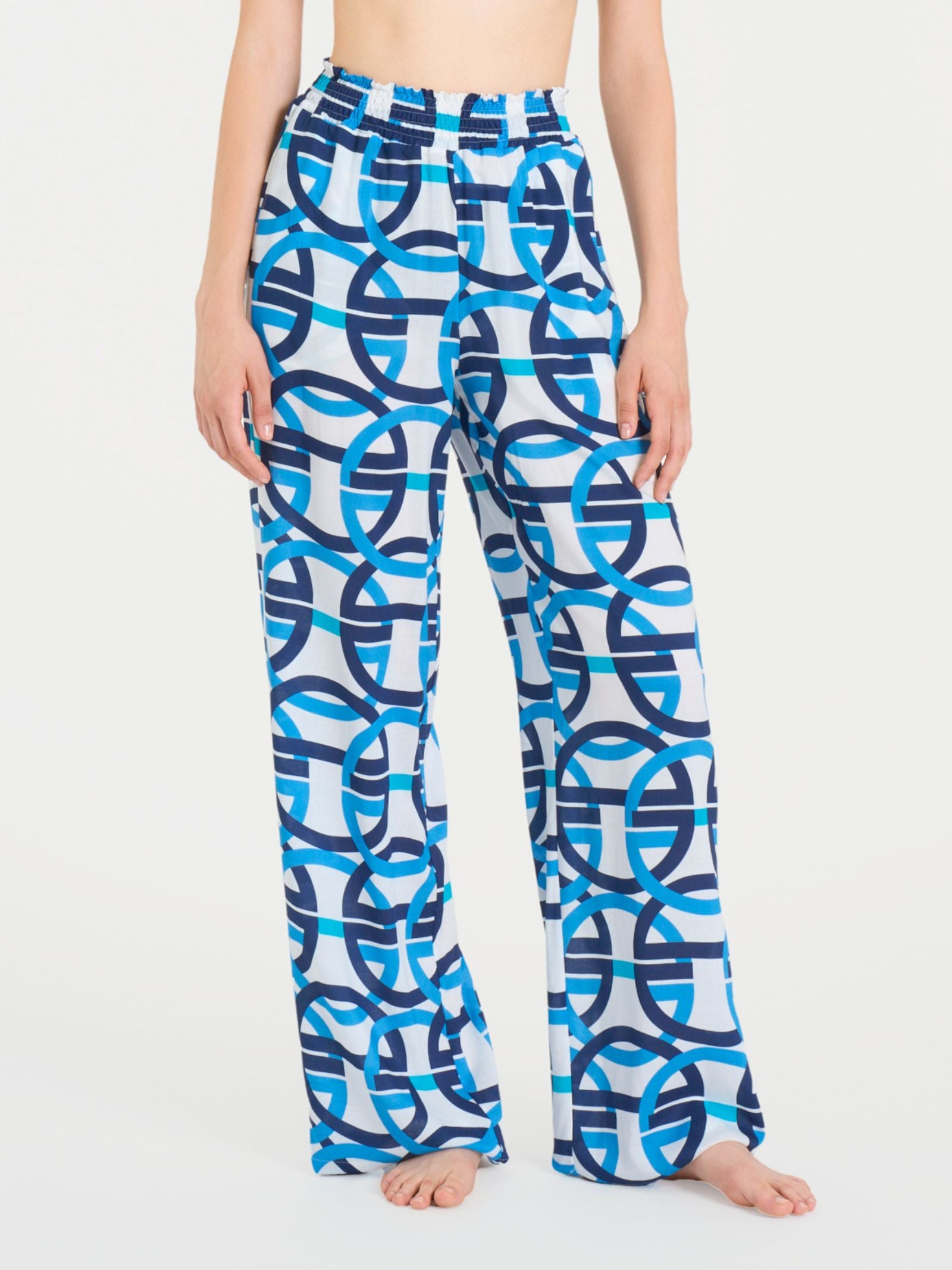 Ragno EcoSeta Pantalone Ampio Fantasia Bianco viscosa