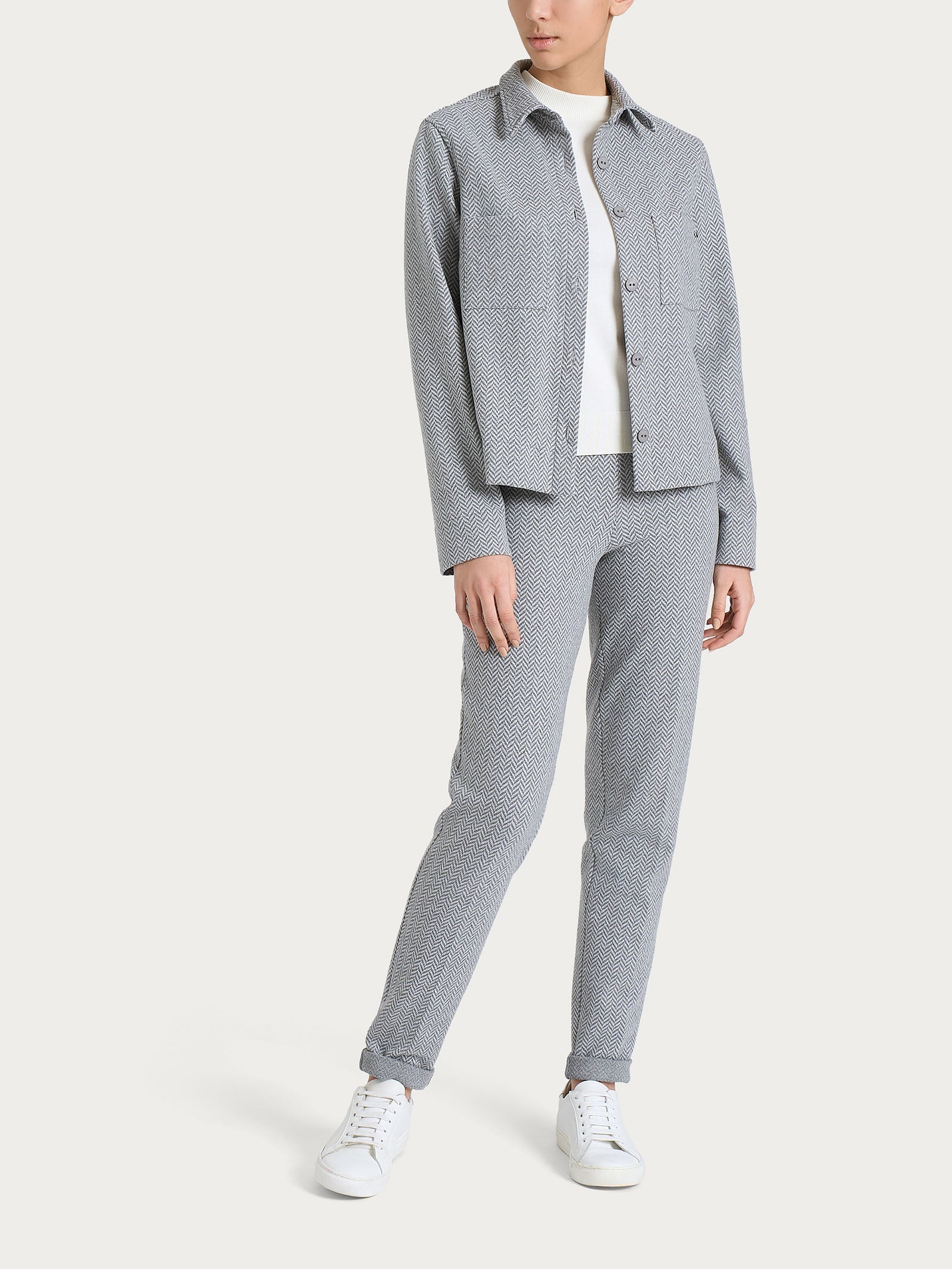 Ragno Shacket Giacca bottoni Eco Jacquard Fant.Grigio Mel.