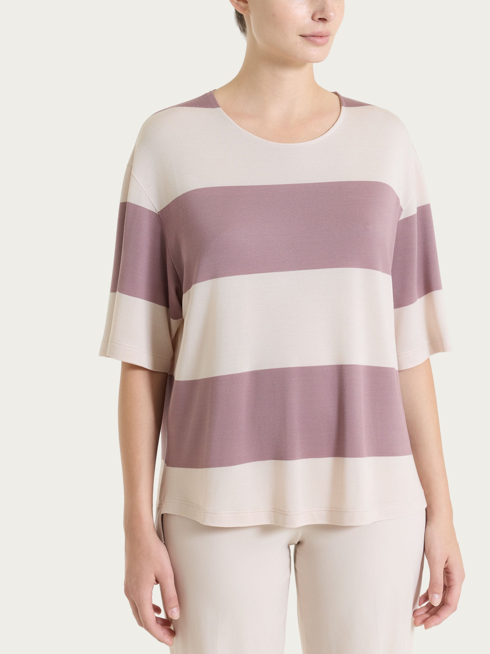 Ragno Summer Light Maglietta Girocollo Righe Twilight Mauve viscosa