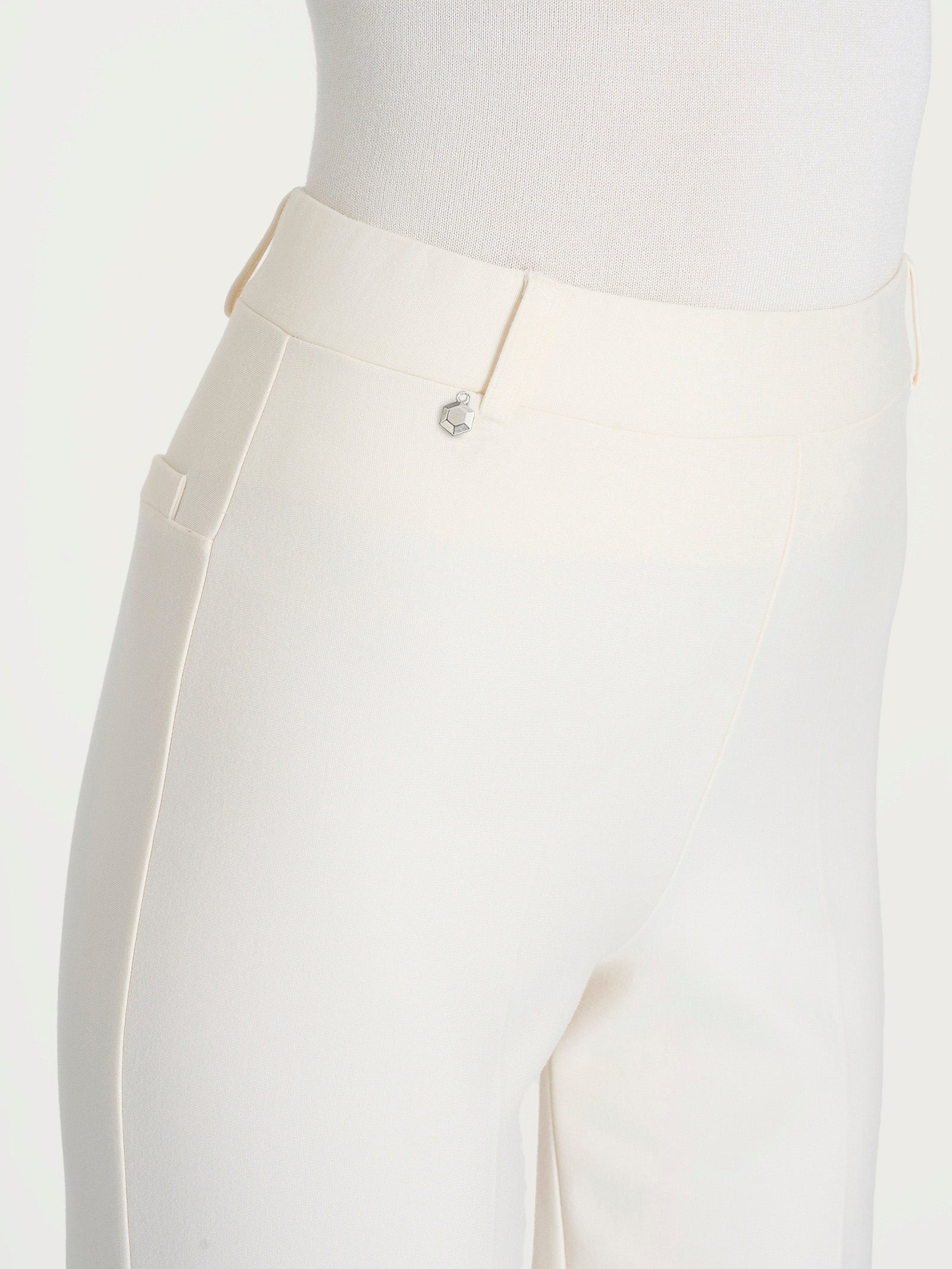 Ragno Compact Pantalone Ampio Wide Leg Avorio Senza Tasche