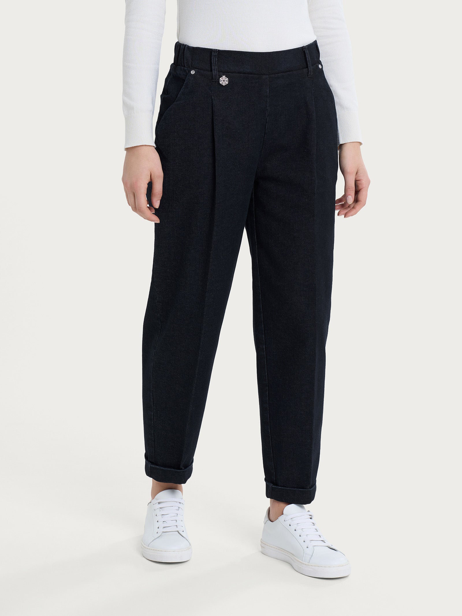 Ragno Super Denim Jeans Carota Tapered Nero Donna