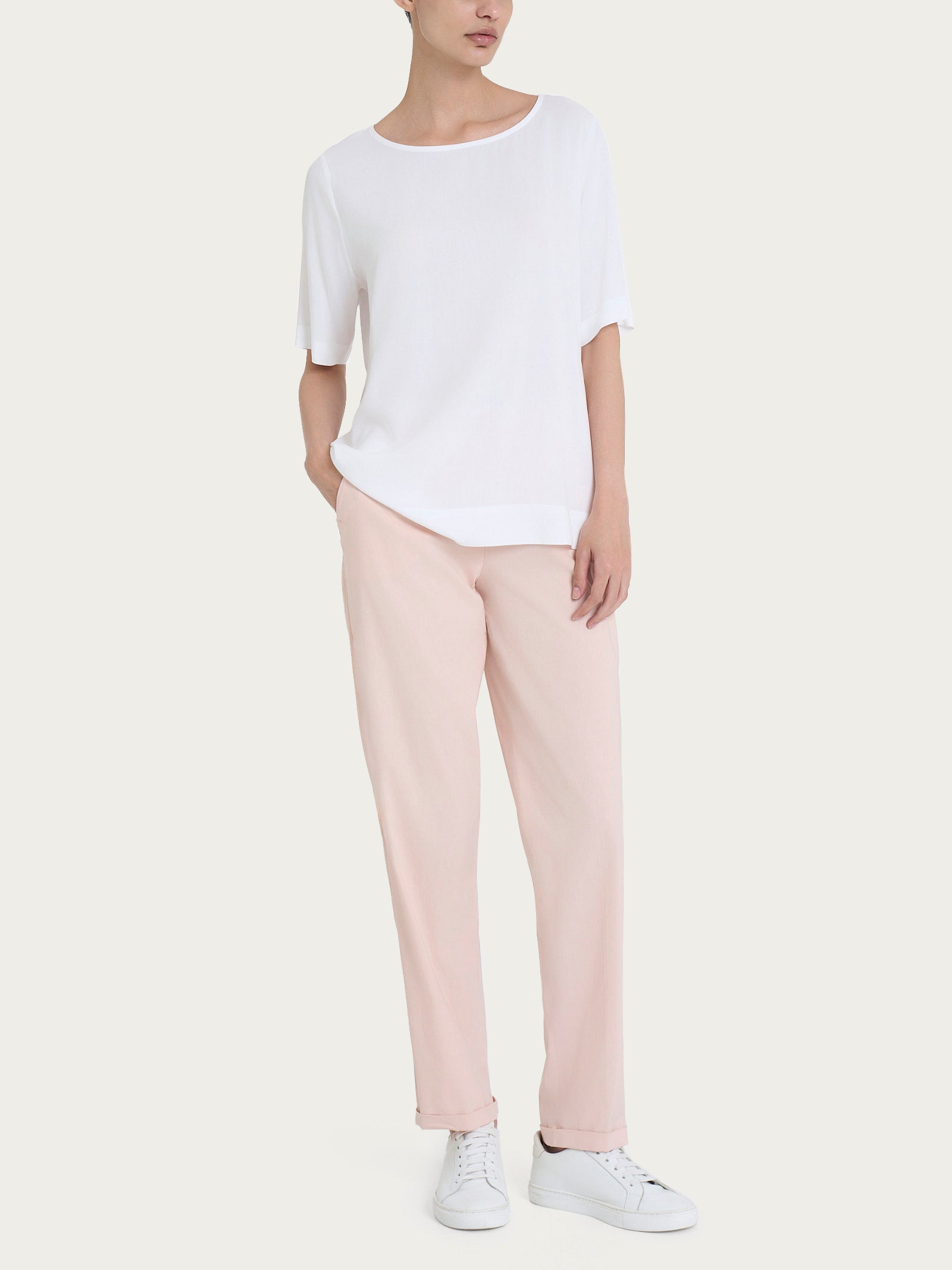 Ragno Ecoseta Blusa Manica Corta Bianco 100% Viscosa