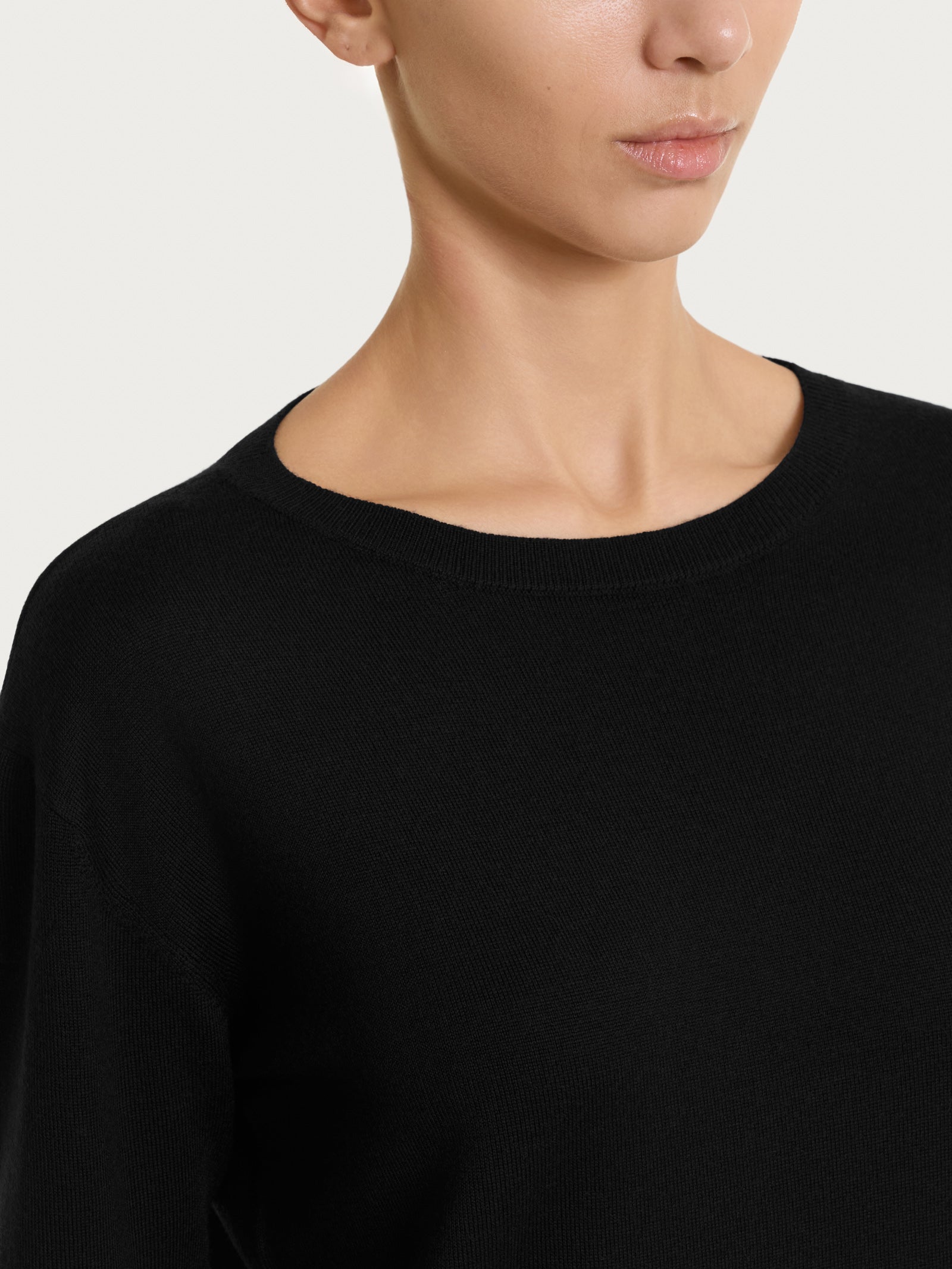 Ragno Merino Soft maglia barchetta lana nera manica lunga