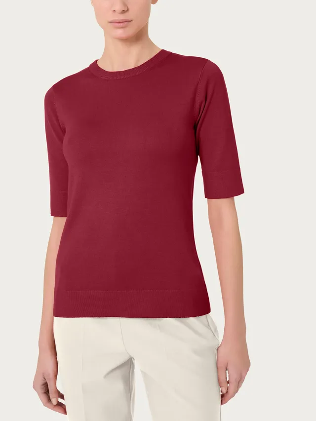 Ragno Four Seasons maglia girocollo manica corta Tibetan Red viscosa