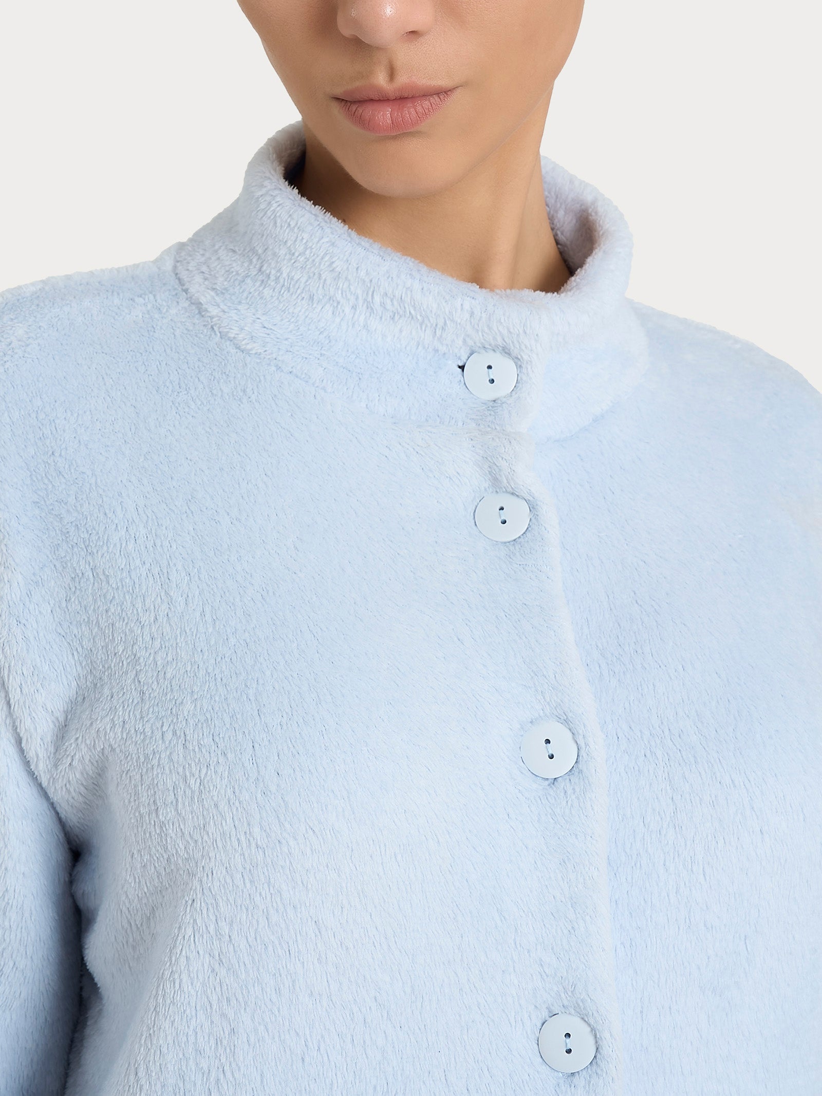Ragno Polar Fleece giacca pigiama Xenon Blue aperta bottoni