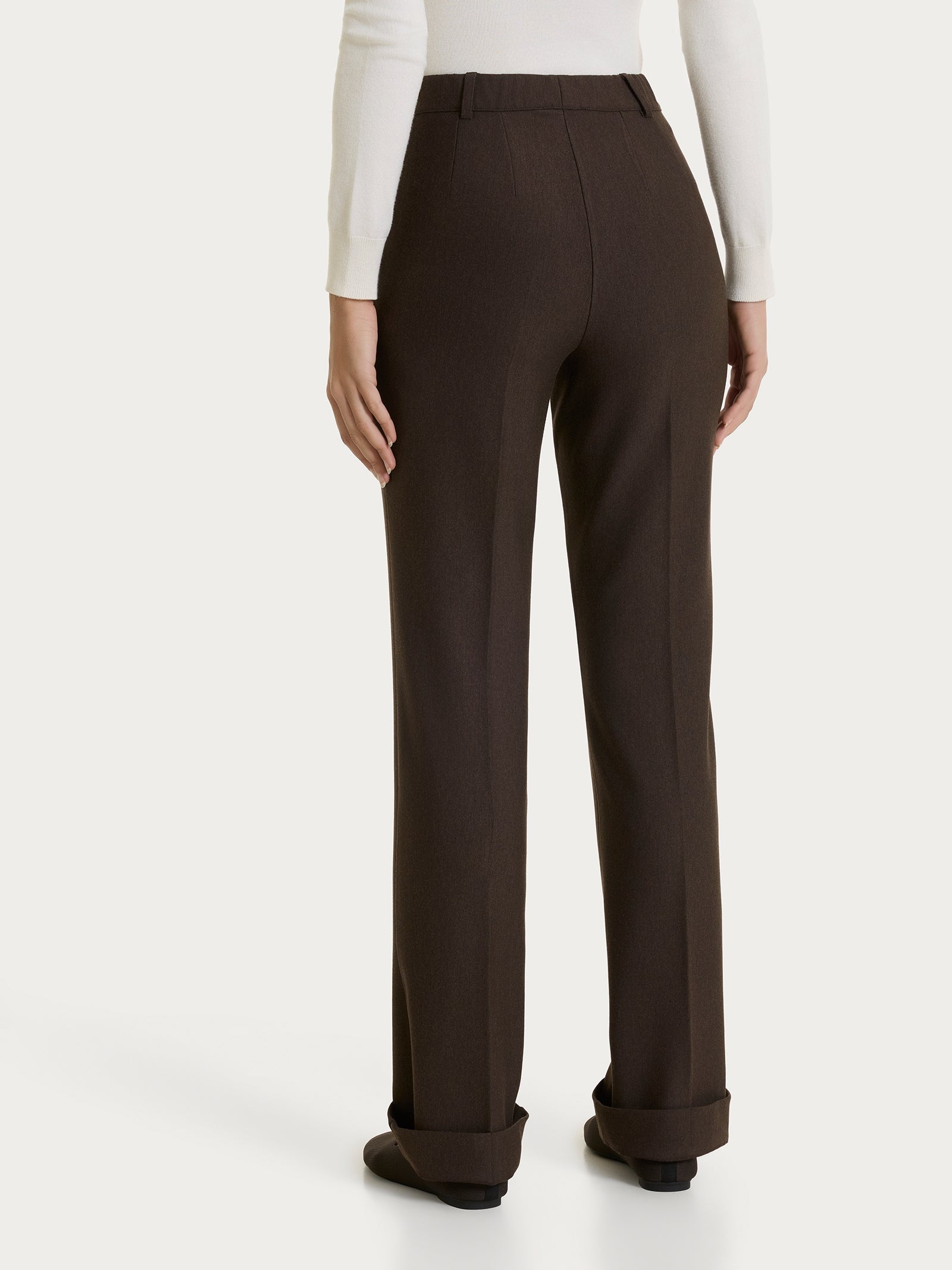 Ragno Compact pantalone ampio risvolto Ebano Mel. viscosa