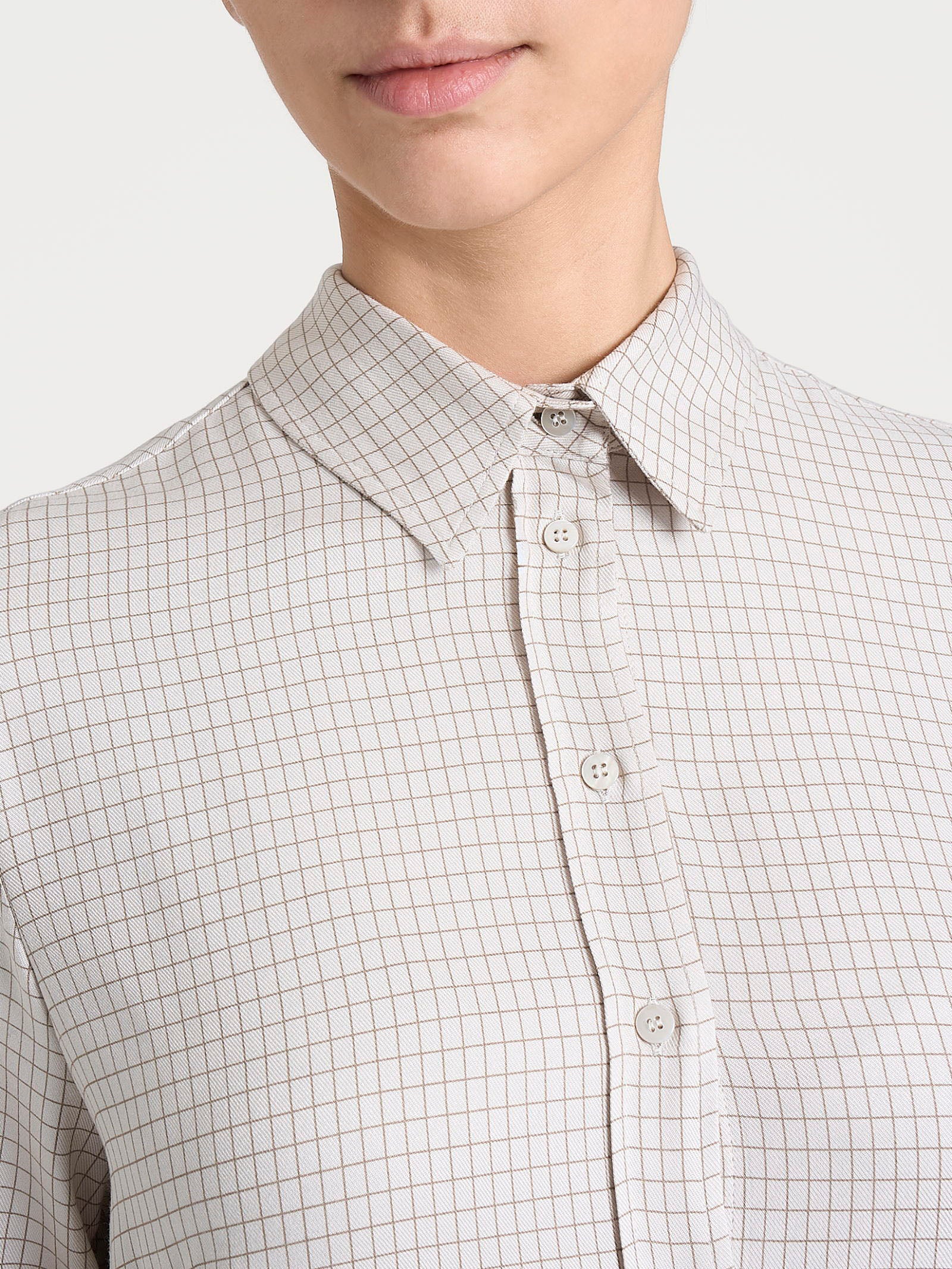 Ragno Winter EcoSeta camicia micro check Champignon calda