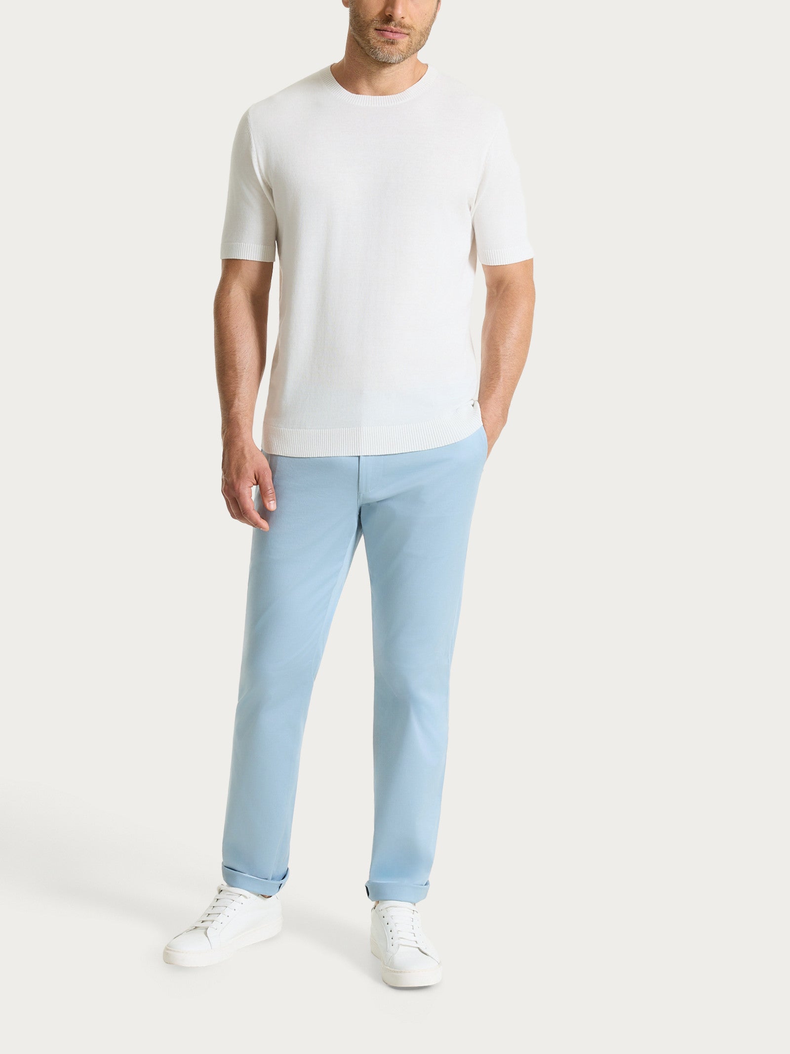Ragno Satin Power Pantalone Chino Dusty Blue Cotone