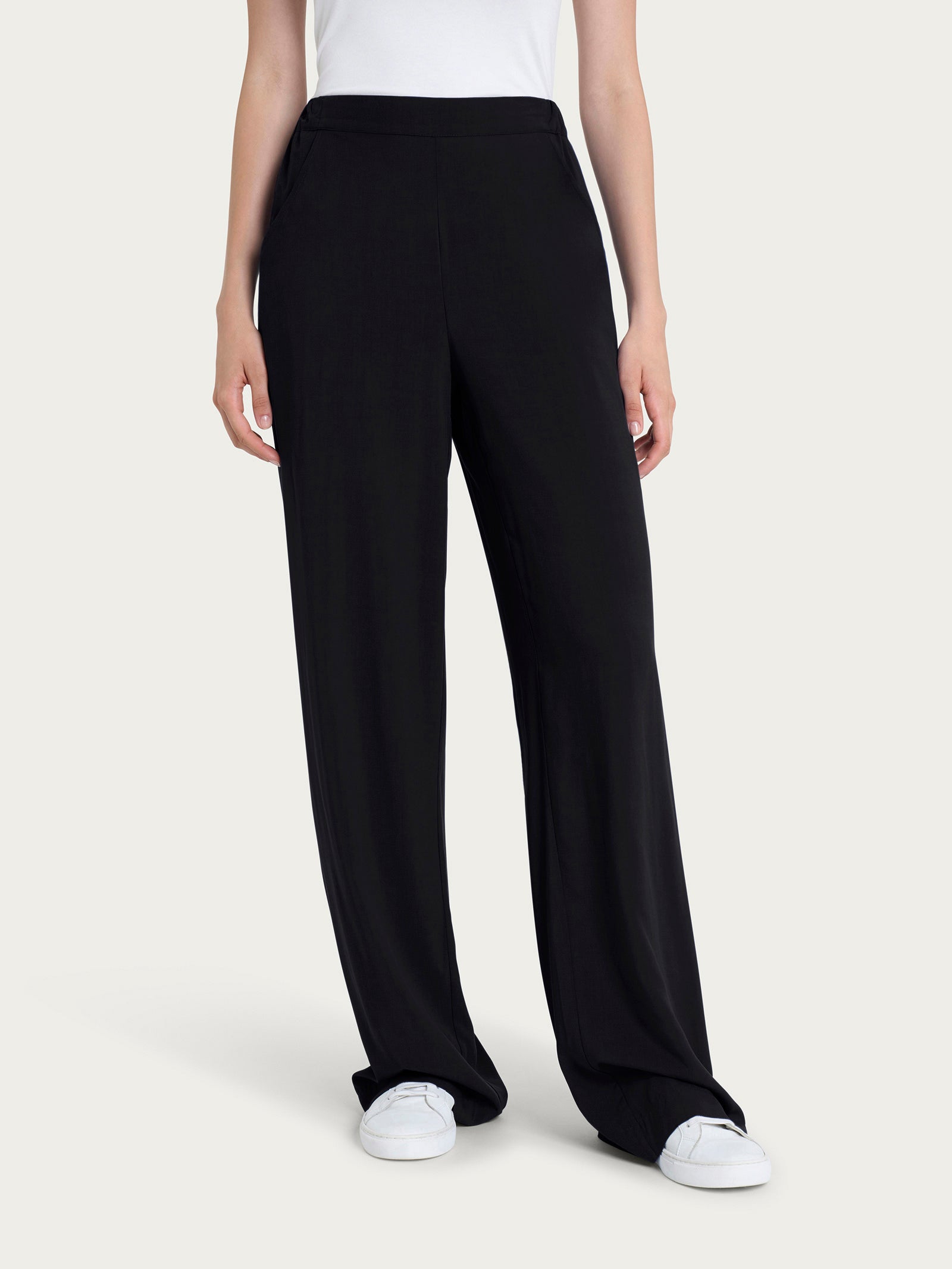 Ragno EcoSeta Pantalone Ampio Nero gamba larga