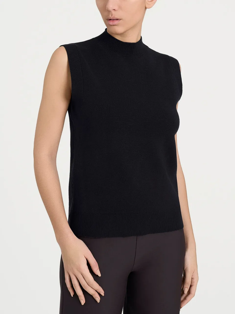 Ragno Super Soft maglia smanicata lupetto donna nero