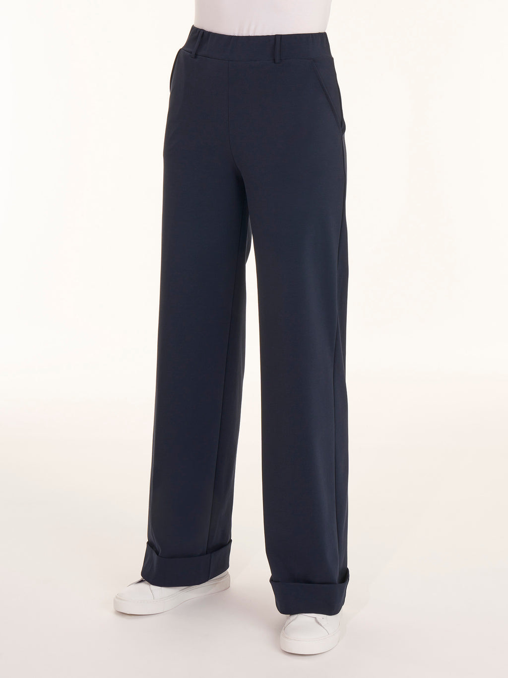 Ragno Compact Light pantalone largo donna blu tasche elasticizzato