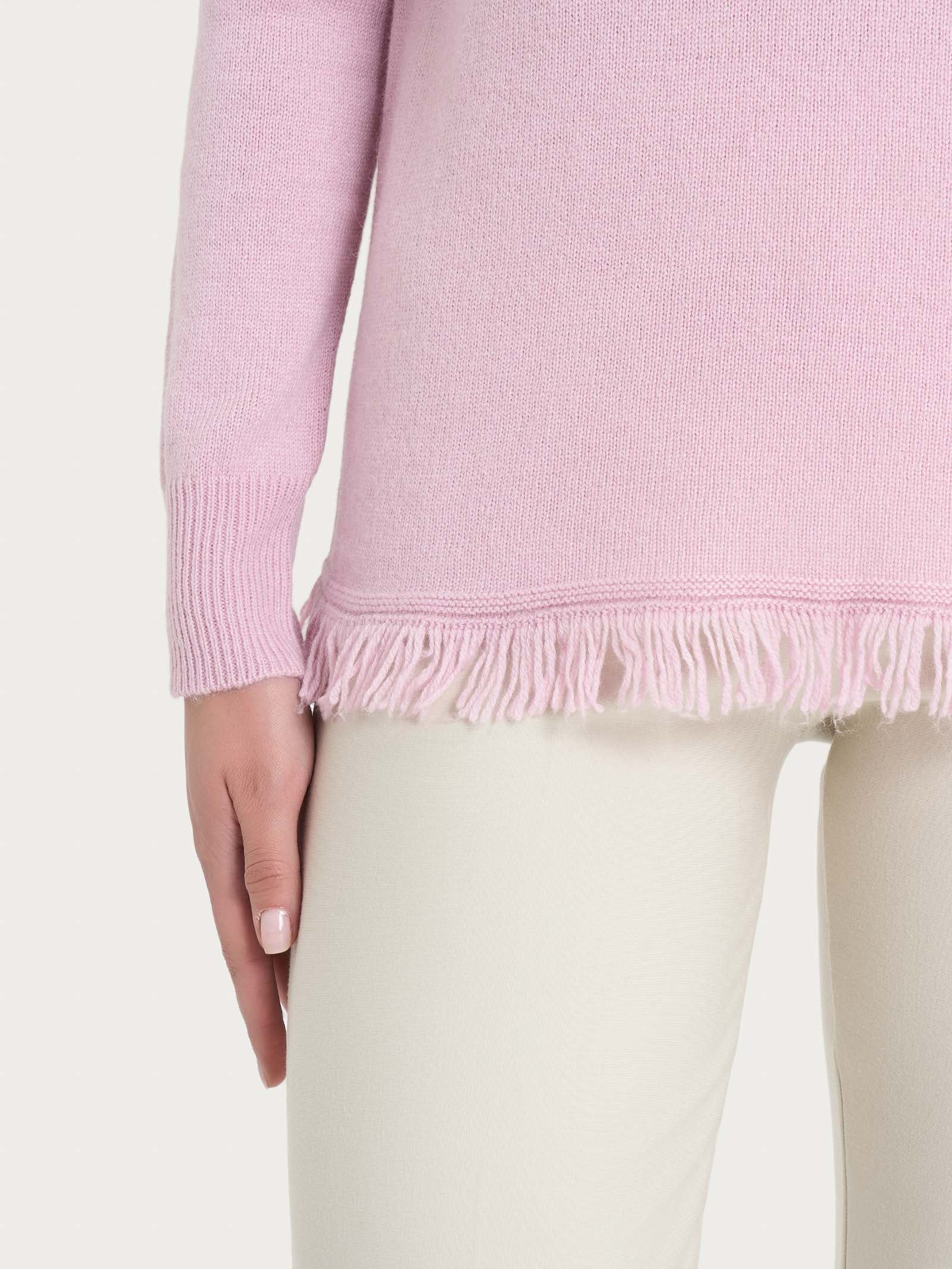 Ragno Merino Soft Maglia Girocollo con Frange Angora Viola