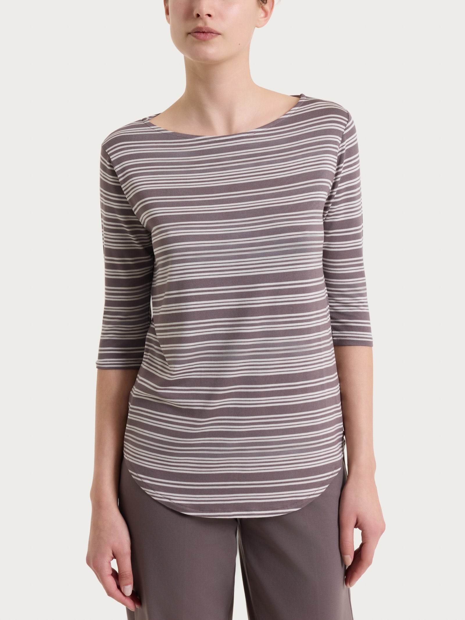 Ragno Viscosa Summer maglietta righe barchetta Plum Truffle