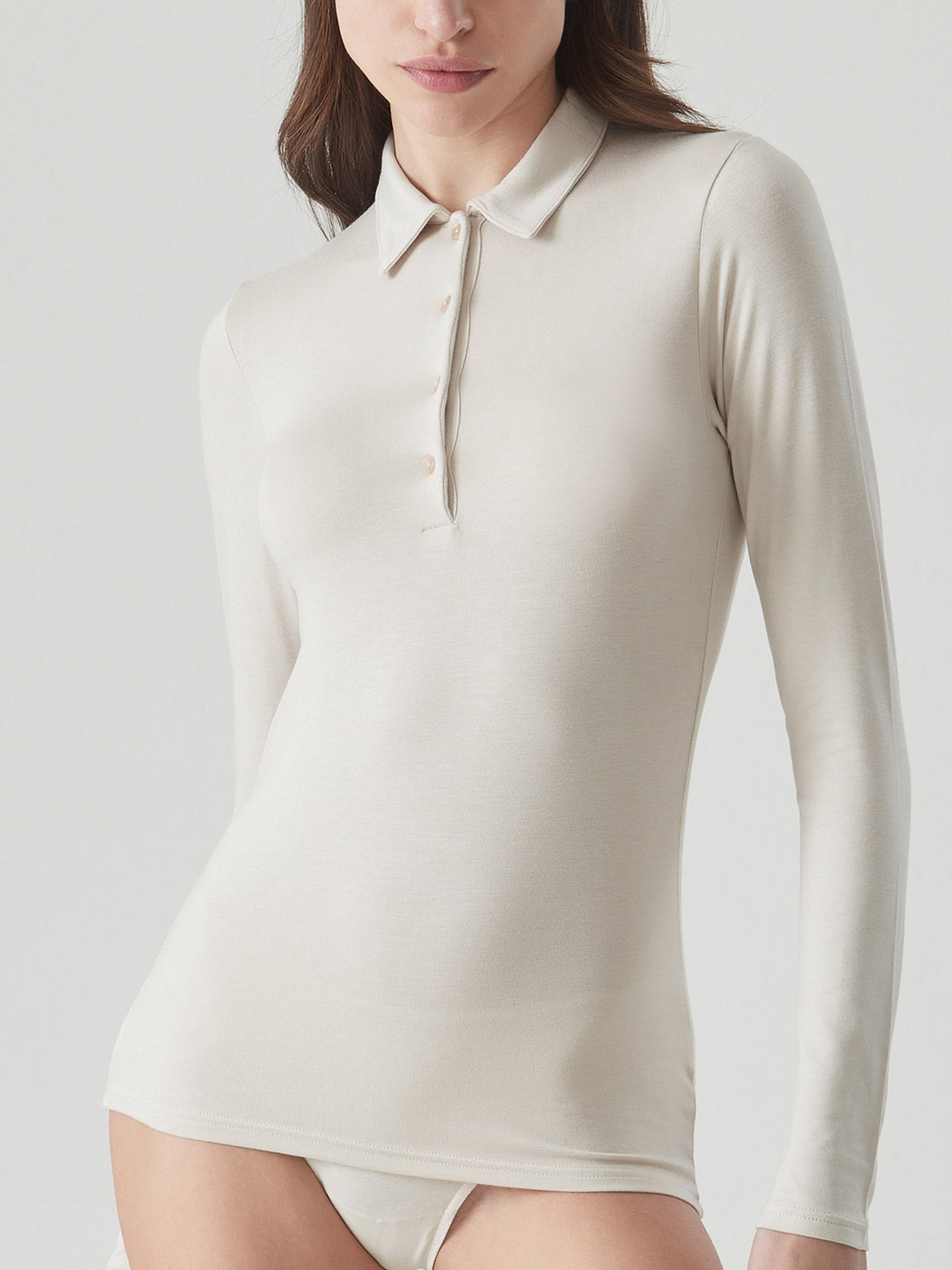 Ragno Polo manica lunga Eco Viscosa Casha donna skinny