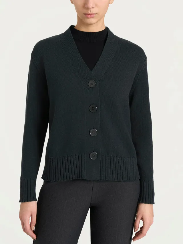 Ragno Winter Cotton scollo a V bottoni cardigan Nero Mel. puro cotone