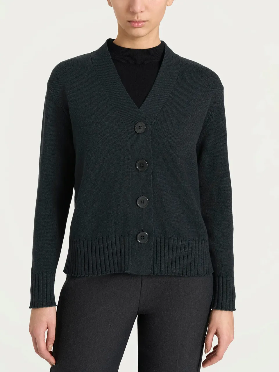 Ragno Winter Cotton scollo a V bottoni cardigan Nero Mel. puro cotone