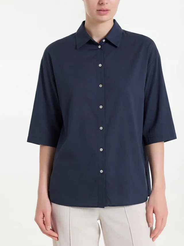 Ragno Viscosa Summer camicia manica 3/4 bleu in voile