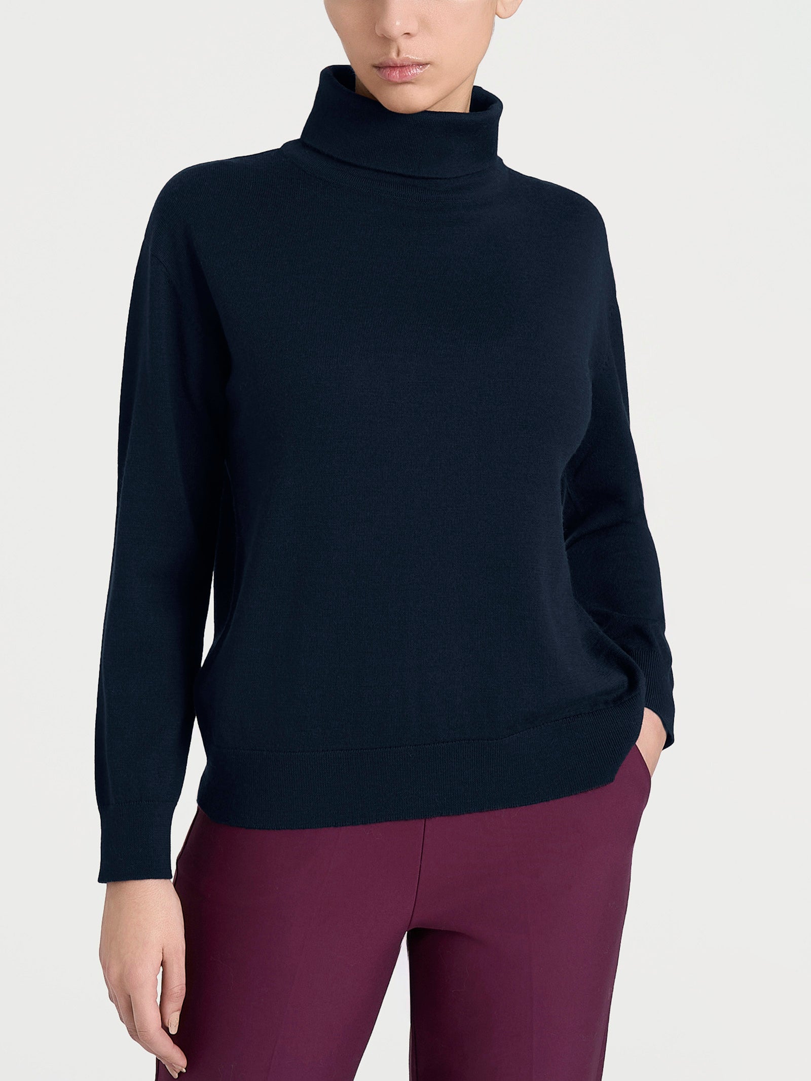 Ragno Merino Soft Maglia Collo Ciambella Bleu pura lana