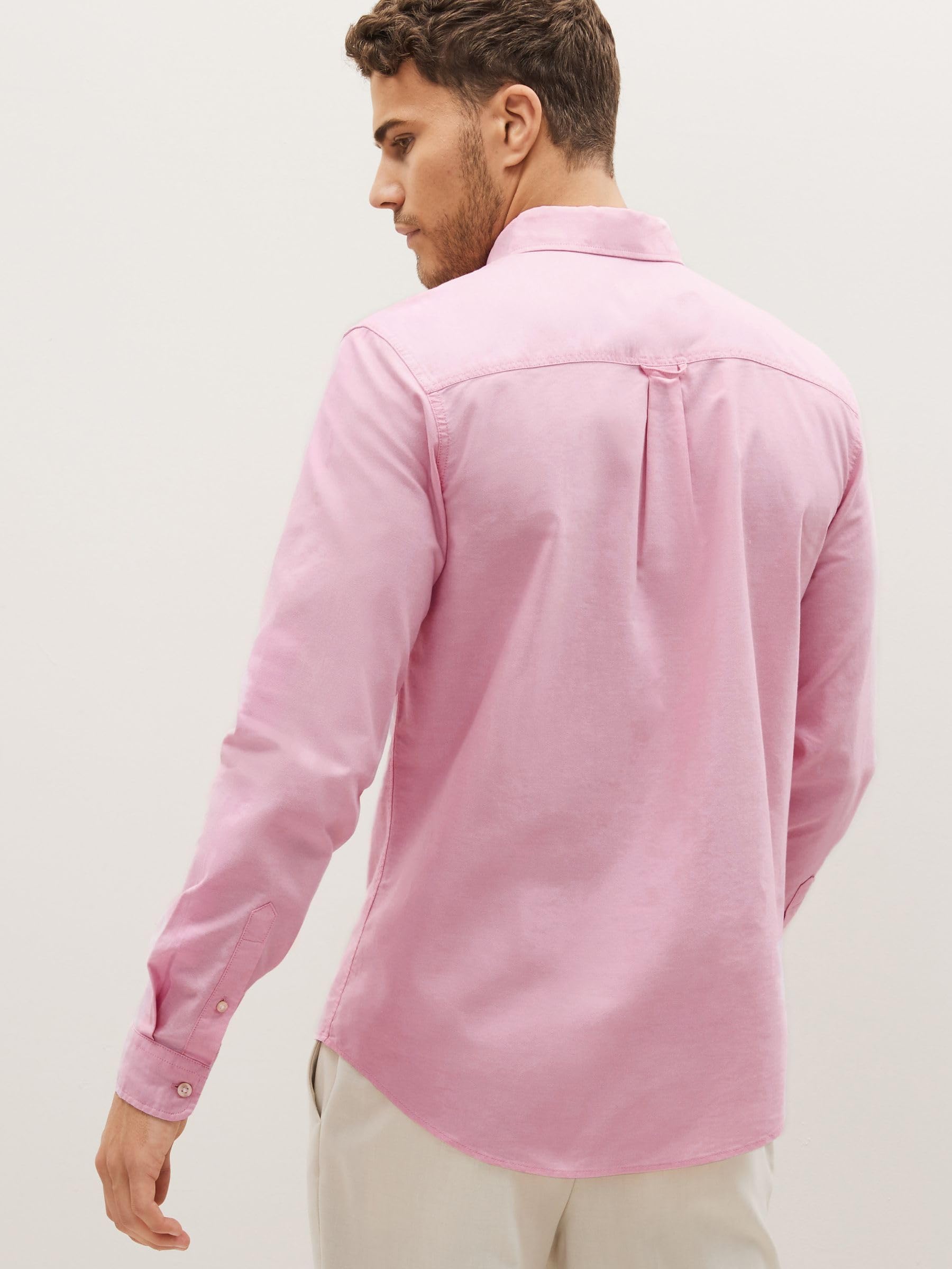 Next camicia oxford uomo maniche lunghe rosa cotone