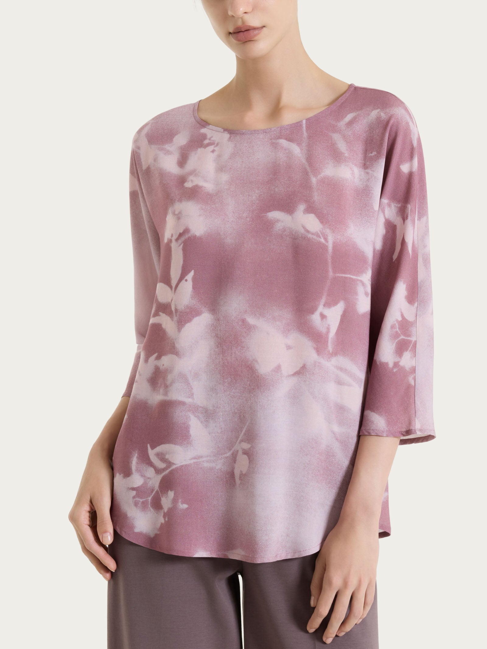 Ragno EcoSeta blusa manica 3/4 fantasia rosa
