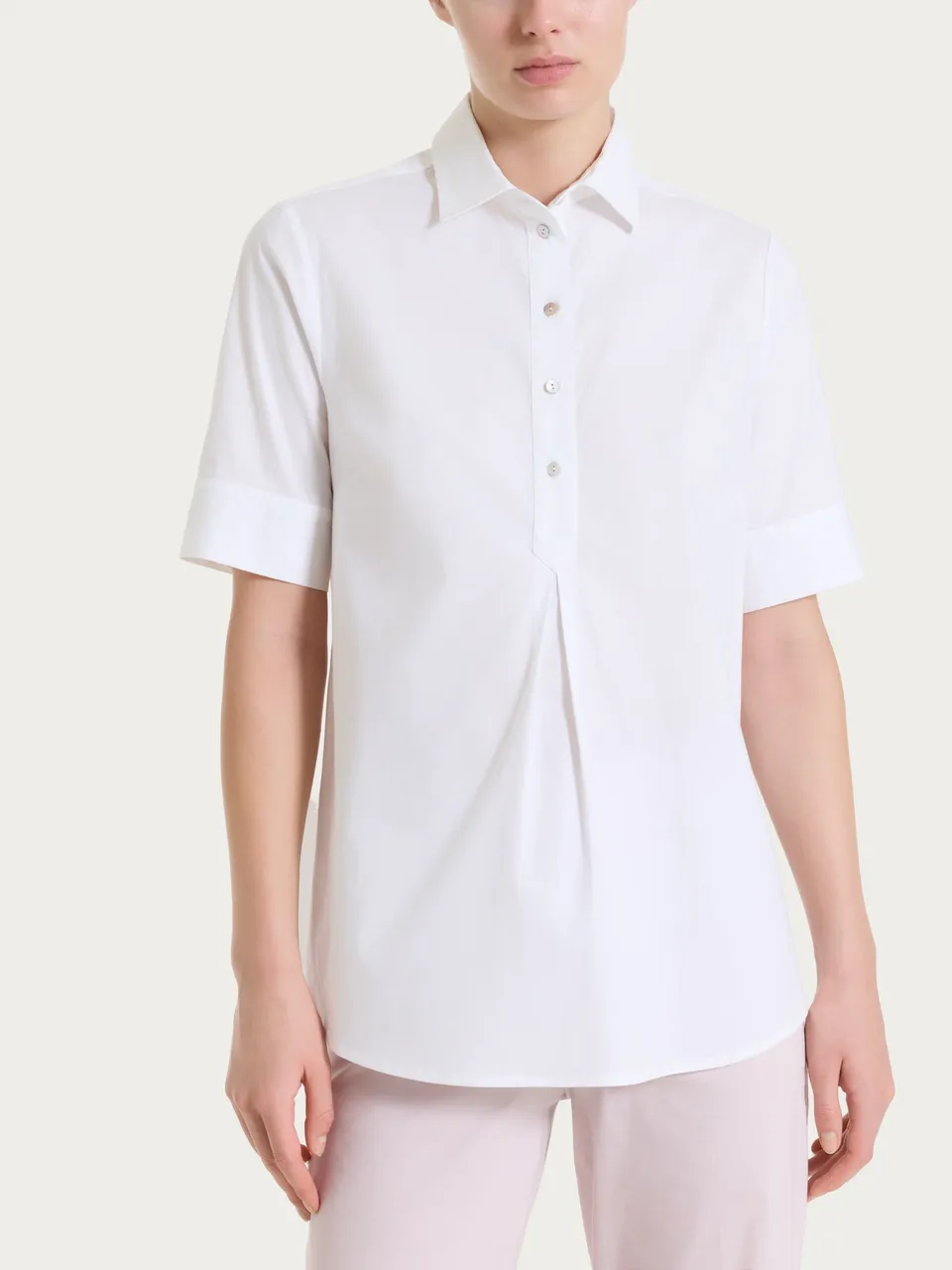Ragno Puro Cotone camicia serafino poplin bianco