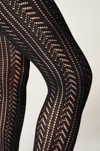 Goldenpoint Chevron collant traforato con strass motivo chevron