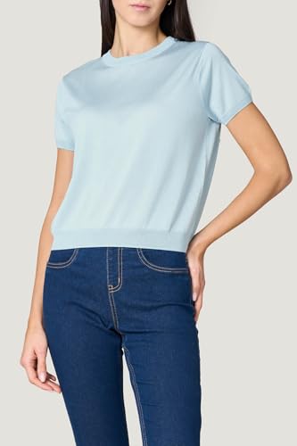 Goldenpoint Maglia Scollo Tondo Manica Corta Donna a Costine