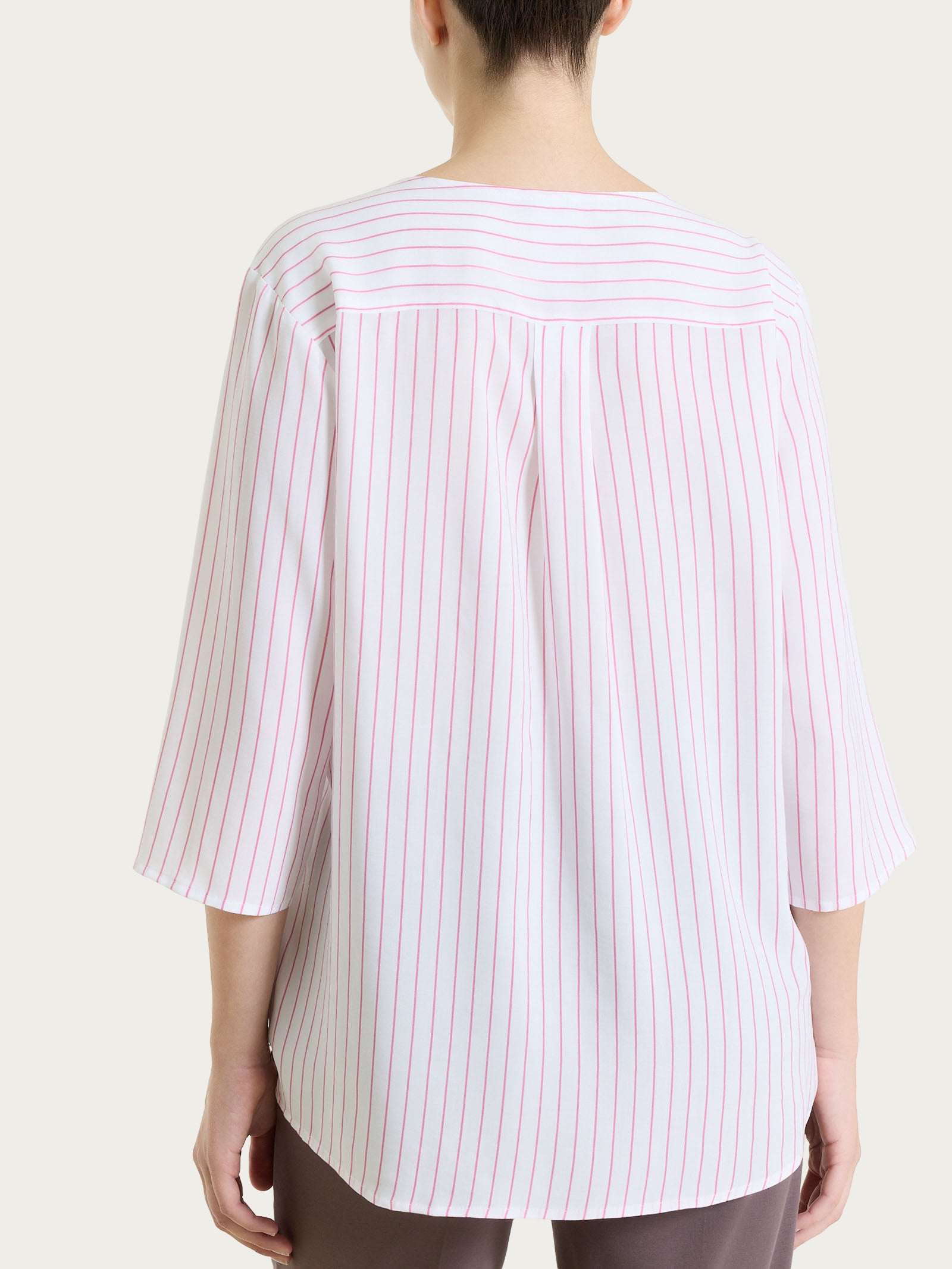 Ragno EcoSeta Righe Blusa Rosa Manica 3/4
