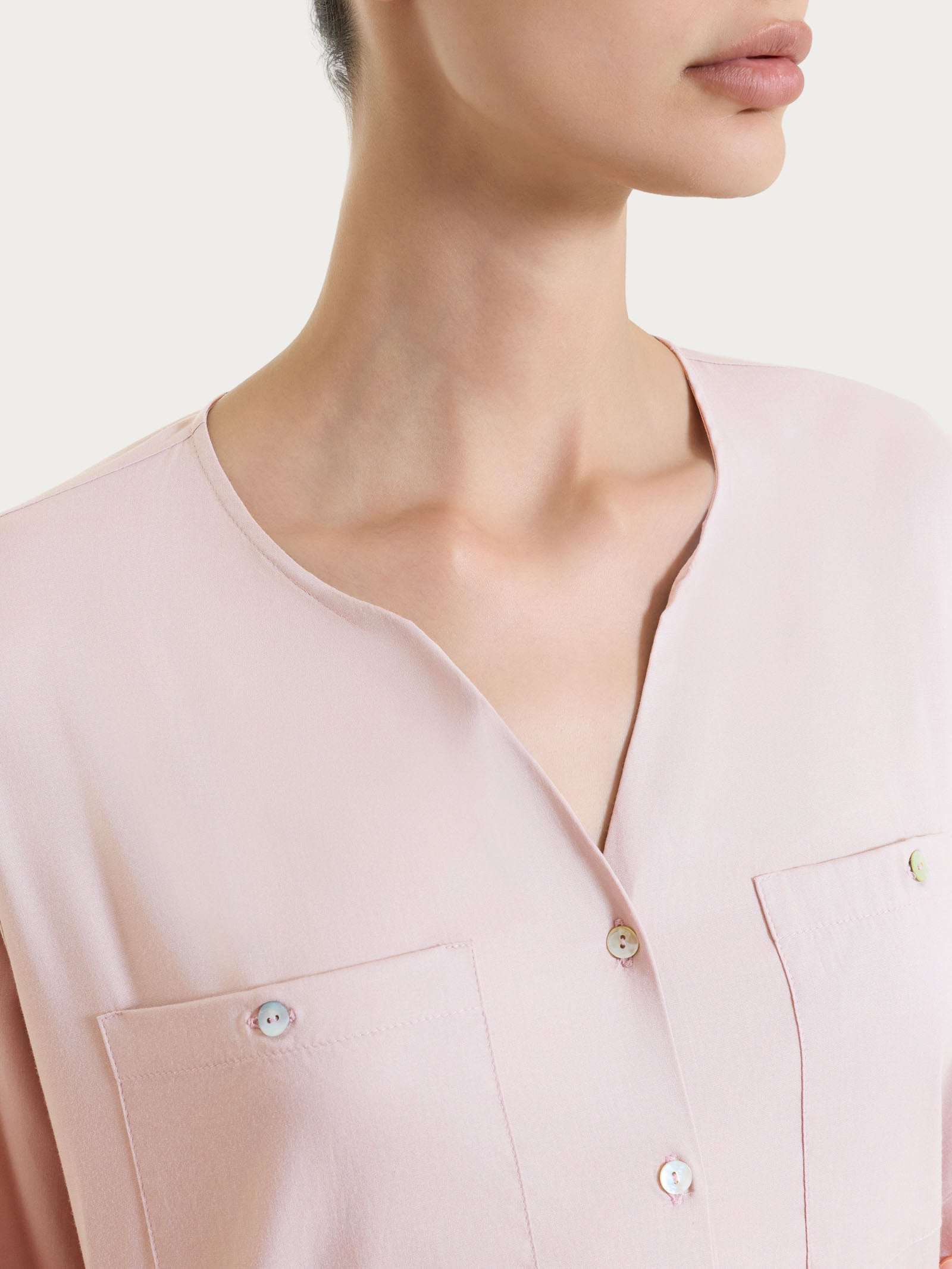 Ragno Camicia Voile Stretch Collo Coreana Cameo Rose