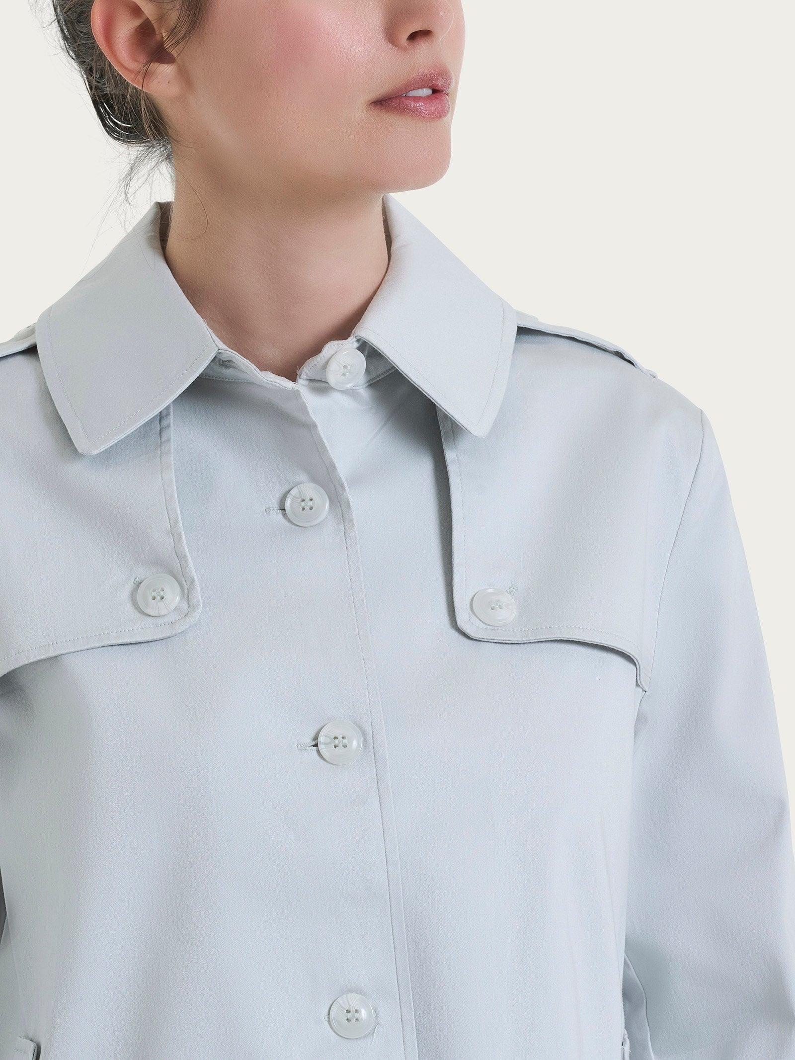 Ragno Satin Power trench corto dawn blue idrorepellente