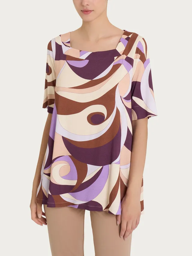 Ragno Viscosa Summer Collo Squadrato Maglietta Donna Plum Perfect