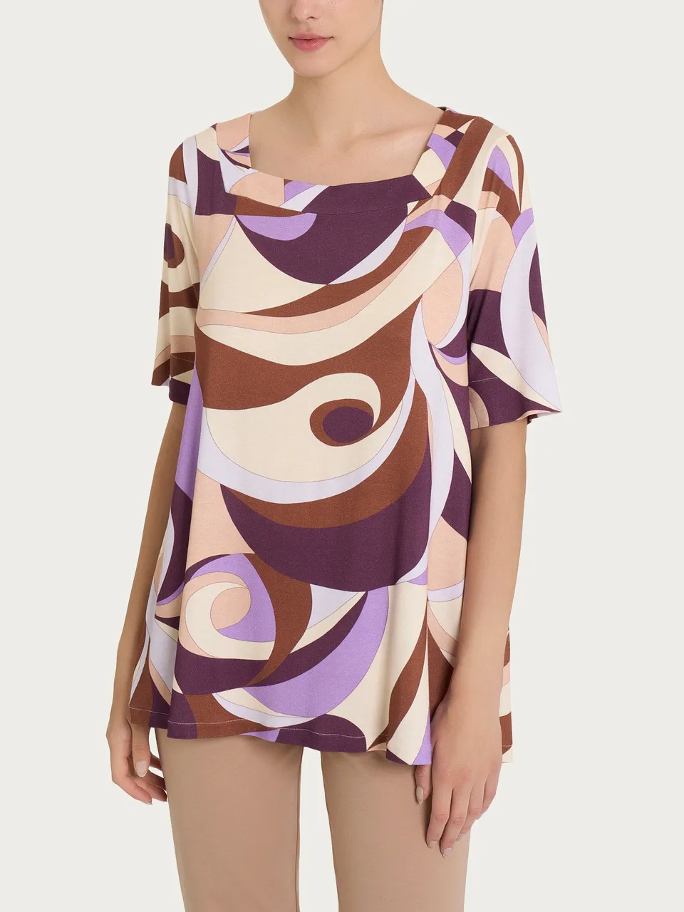 Ragno Viscosa Summer Collo Squadrato Maglietta Donna Plum Perfect