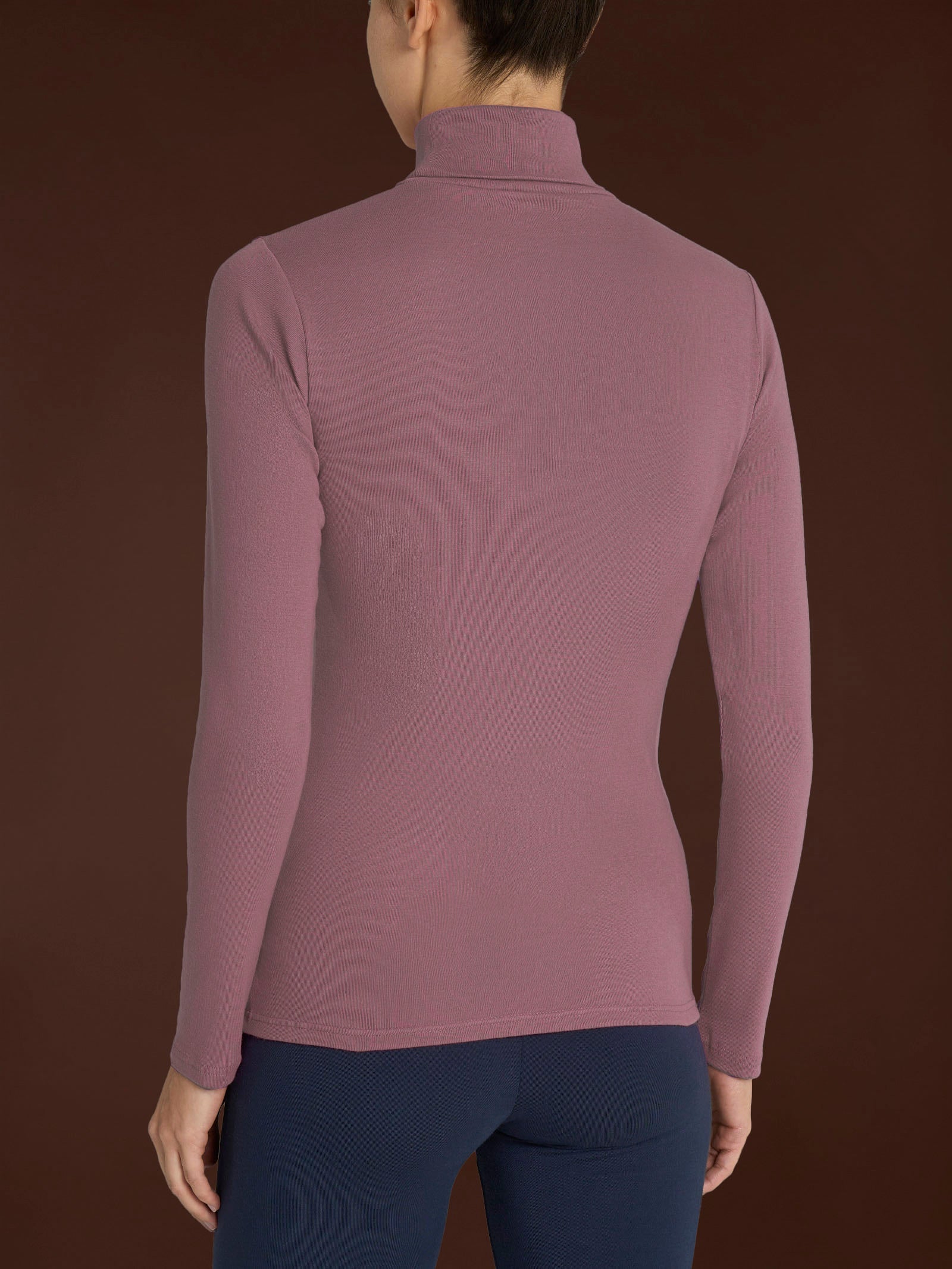 Ragno Thermo Cotton Dolcevita maglia rosa Lilas cotone garzato
