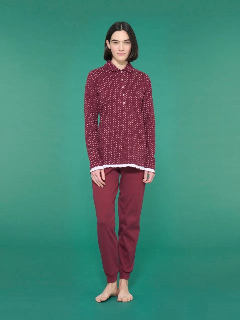 Ragno Pigiama Serafino Cotone Fantasia Zinfandel Interlock