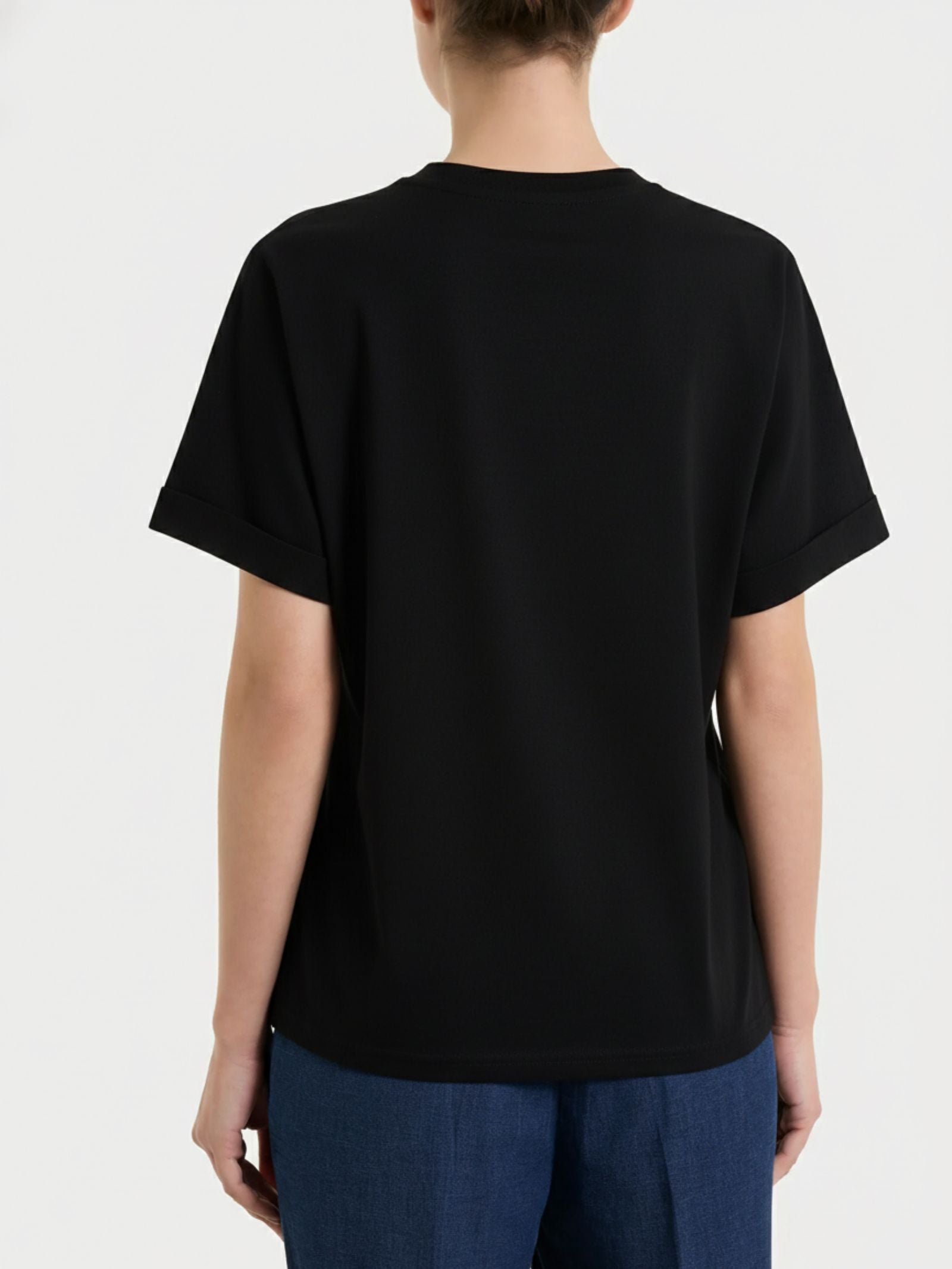 Ragno Slub Jersey maglietta over donna Nero puro cotone