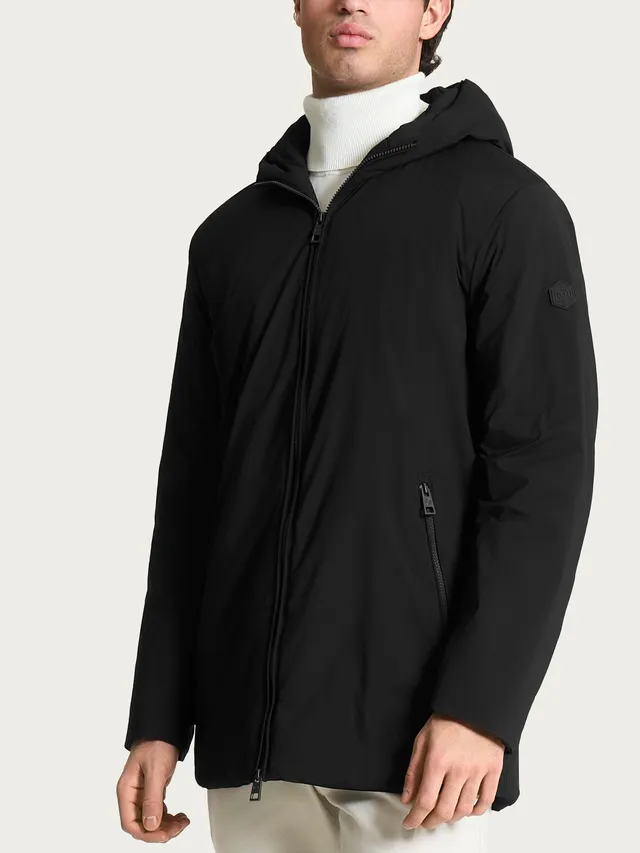 Ragno piumino parka uomo lana con cappuccio Nero