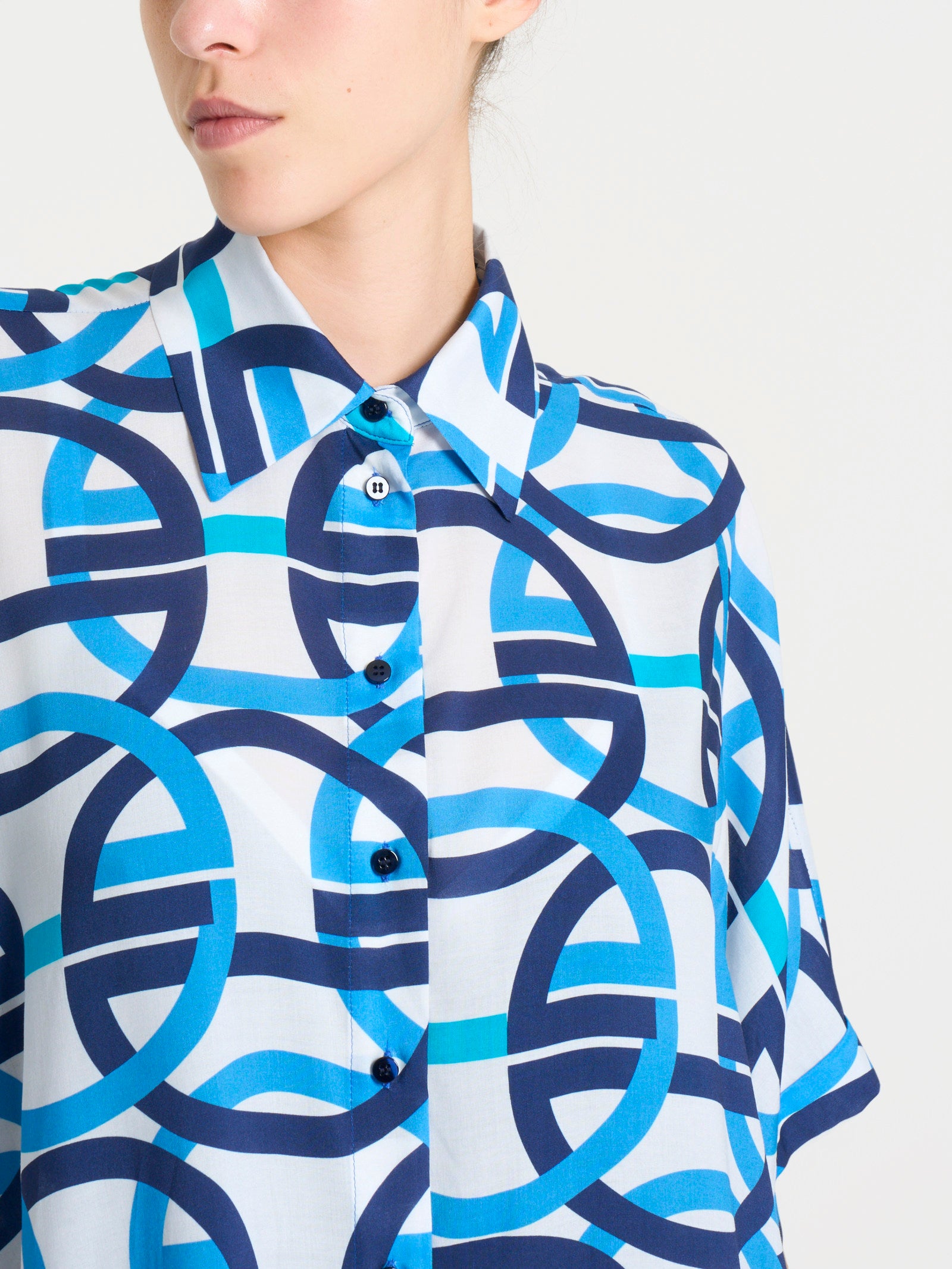 Ragno EcoSeta chemisier kimono Fant.Bianco