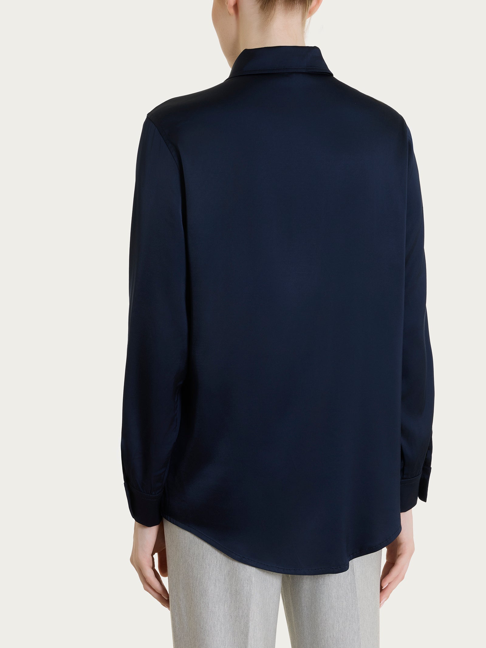 Ragno Gem Camicia Donna Stretch Satin Bleu manica lunga