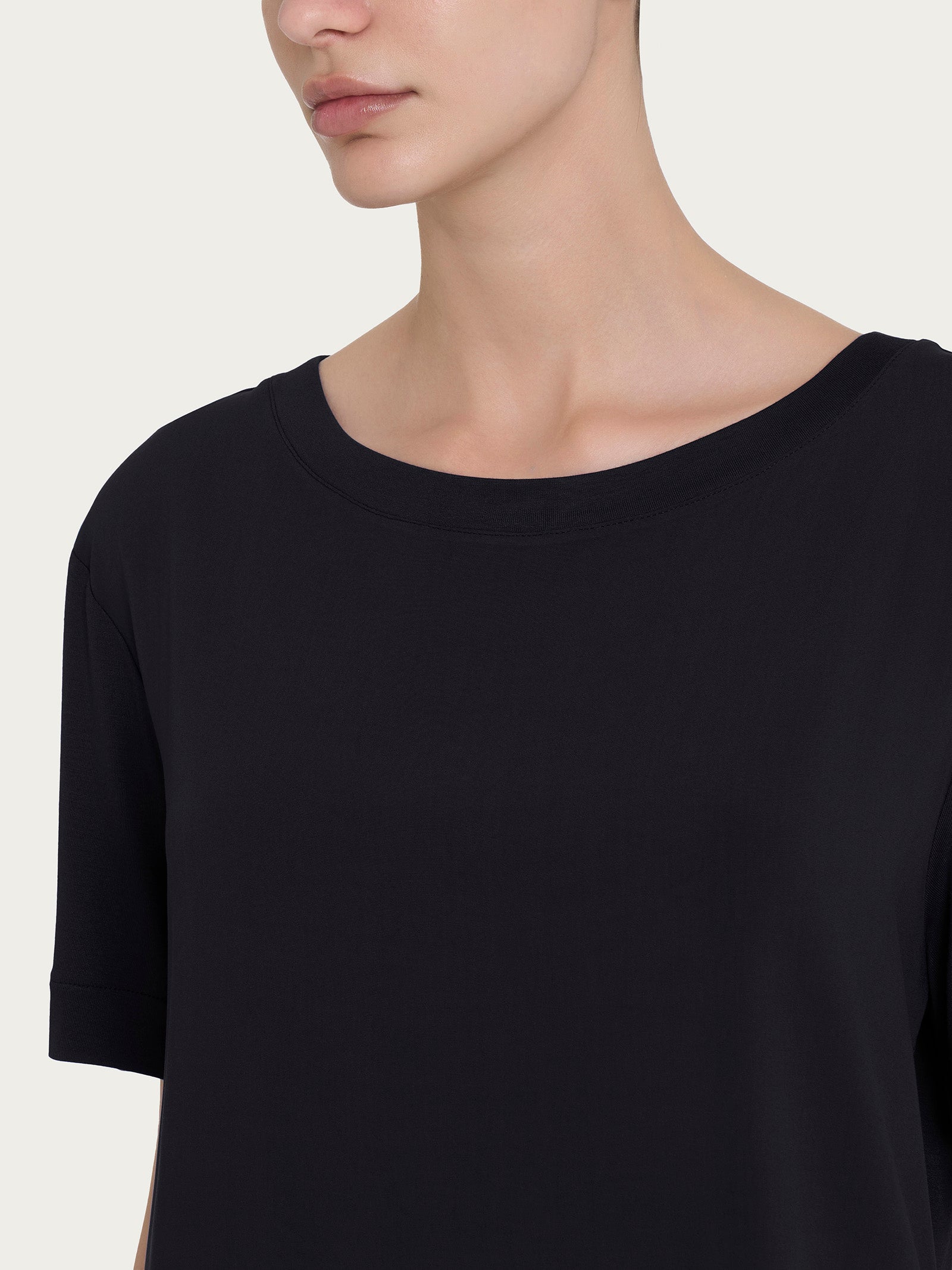 Ragno Viscosa Summer Maglietta Barchetta Nera Fresca