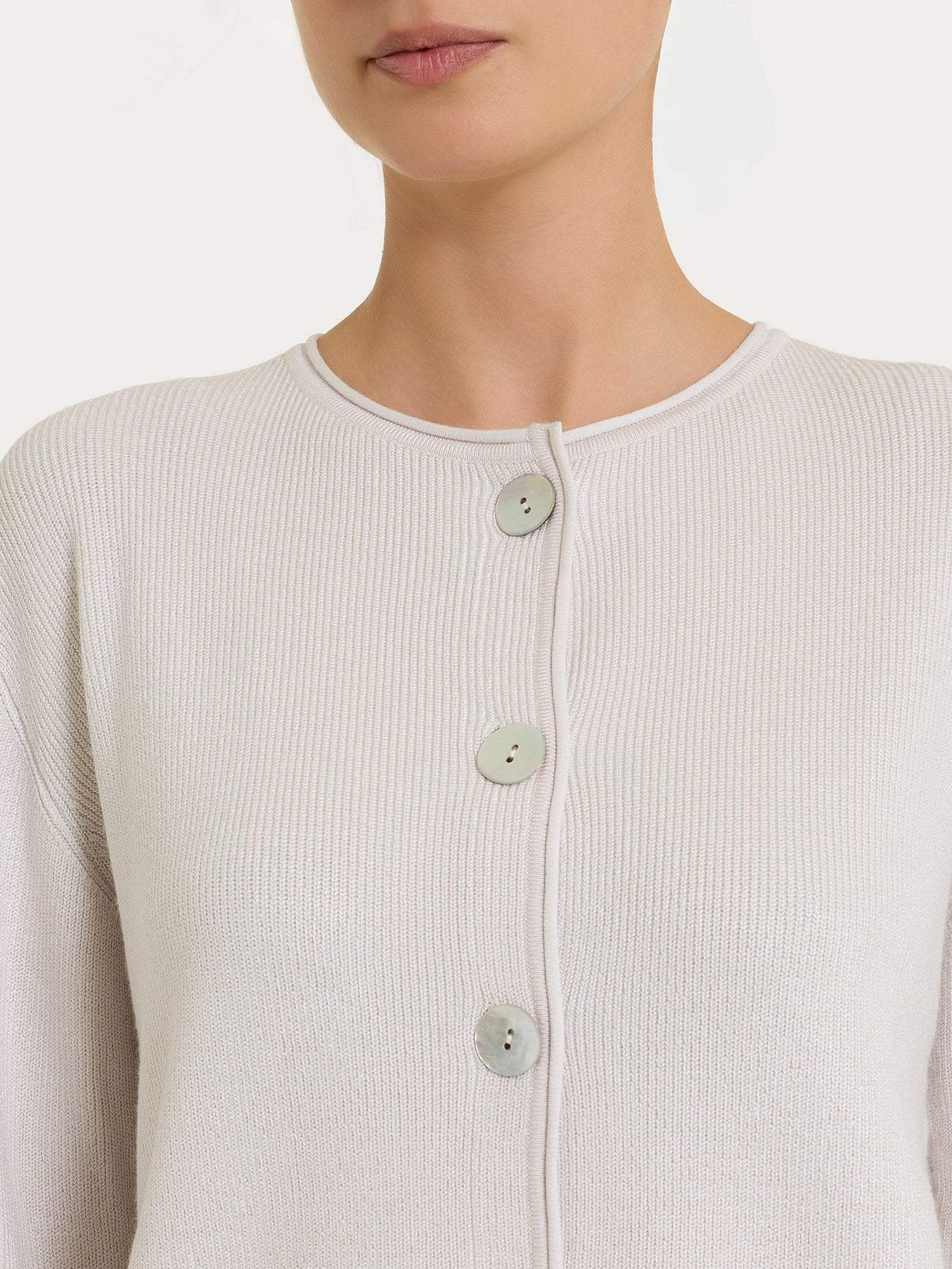 Ragno Four Seasons Cardigan Punto Perla Lilac Ash con bottoni