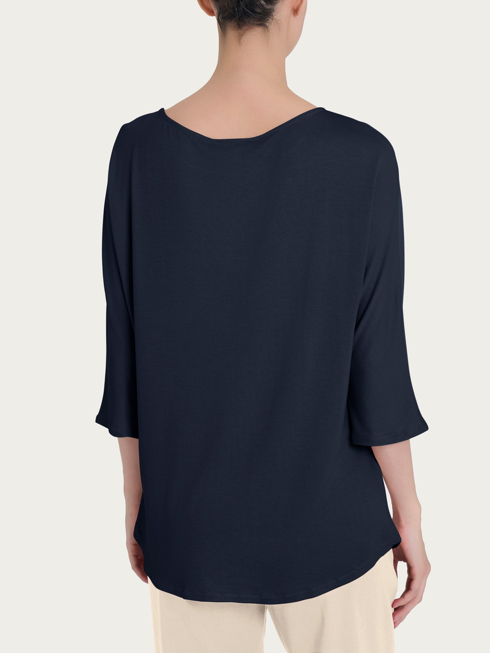 Ragno Viscosa Summer maglietta kimono 3/4 Bleu viscosa