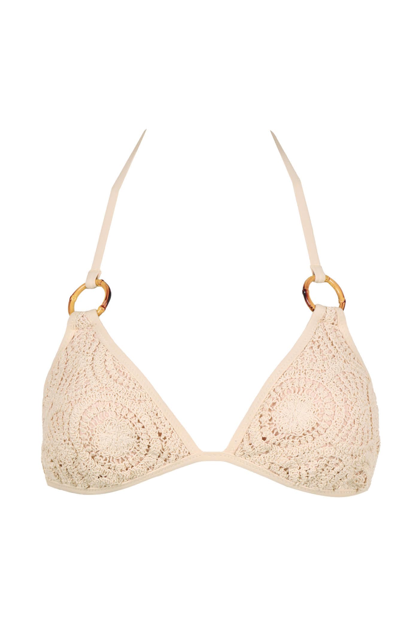 Goldenpoint Coachella Triangolo Scorrevole Top Bikini Crochet Spalline Bambù