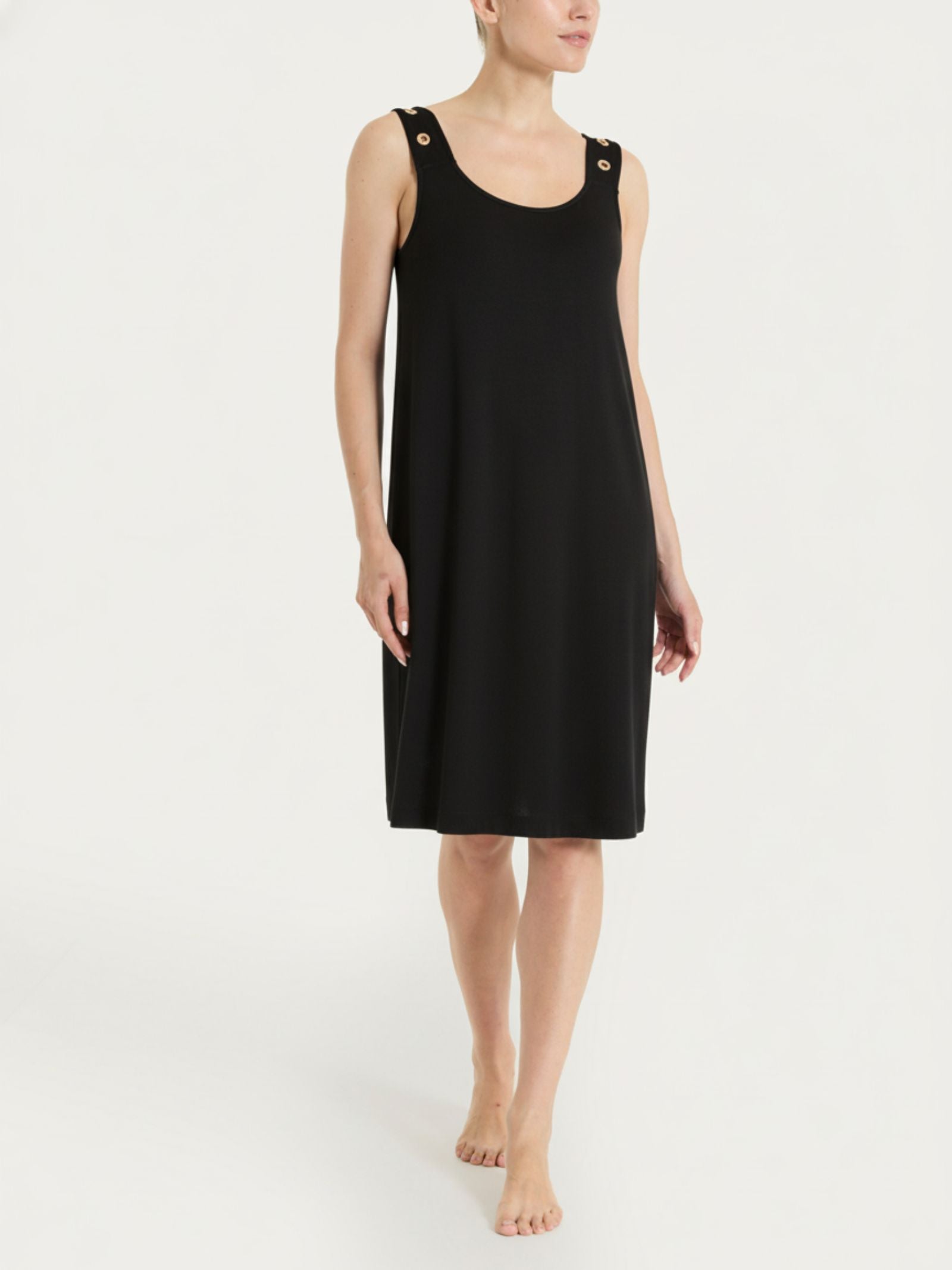 Ragno Viscosa Summer vestito smanicato abito nero fresco