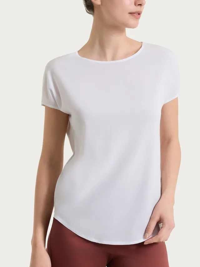 Ragno Voile Stretch Blusa Kimono Bianco manica corta