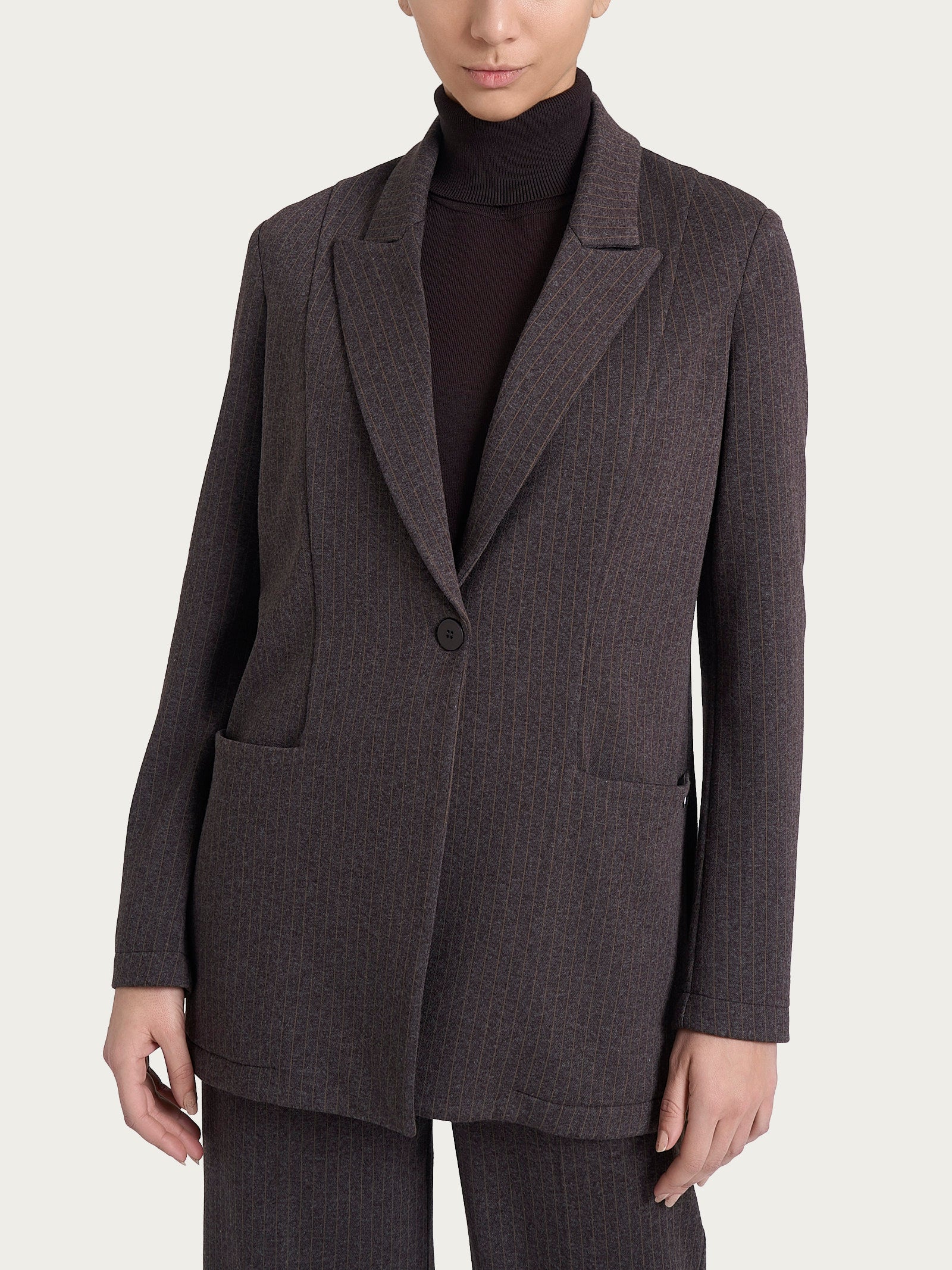 Ragno Blazer over donna gessato marrone jacquard
