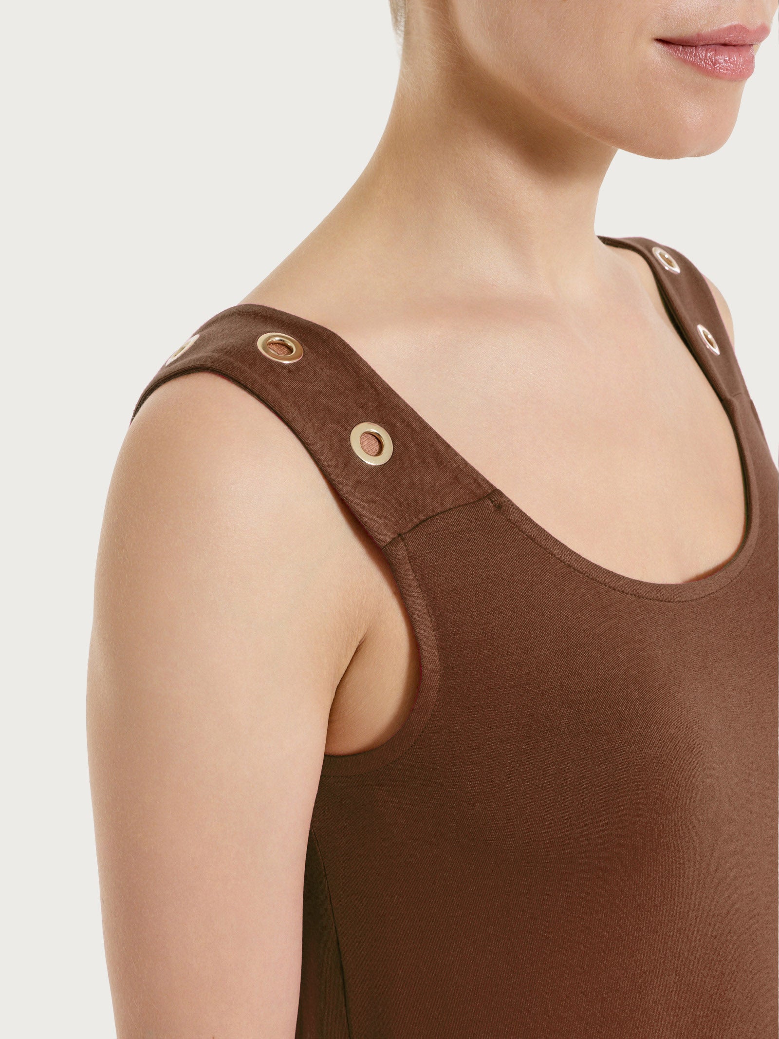 Ragno Viscosa Summer Top spalla larga donna Chocolate Fondant