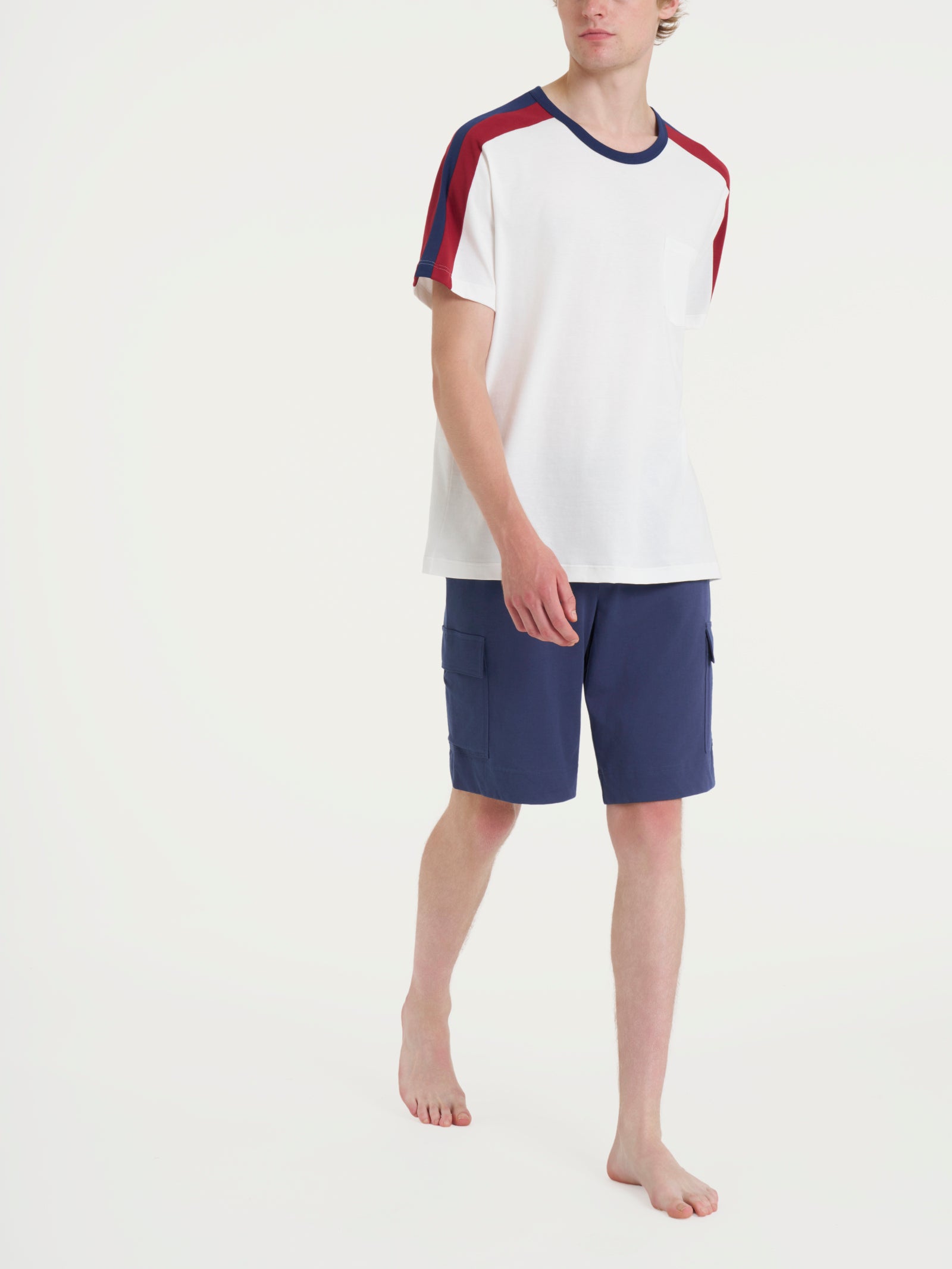 Ragno Jersey Cotone t-shirt uomo taschino fantasia bianca