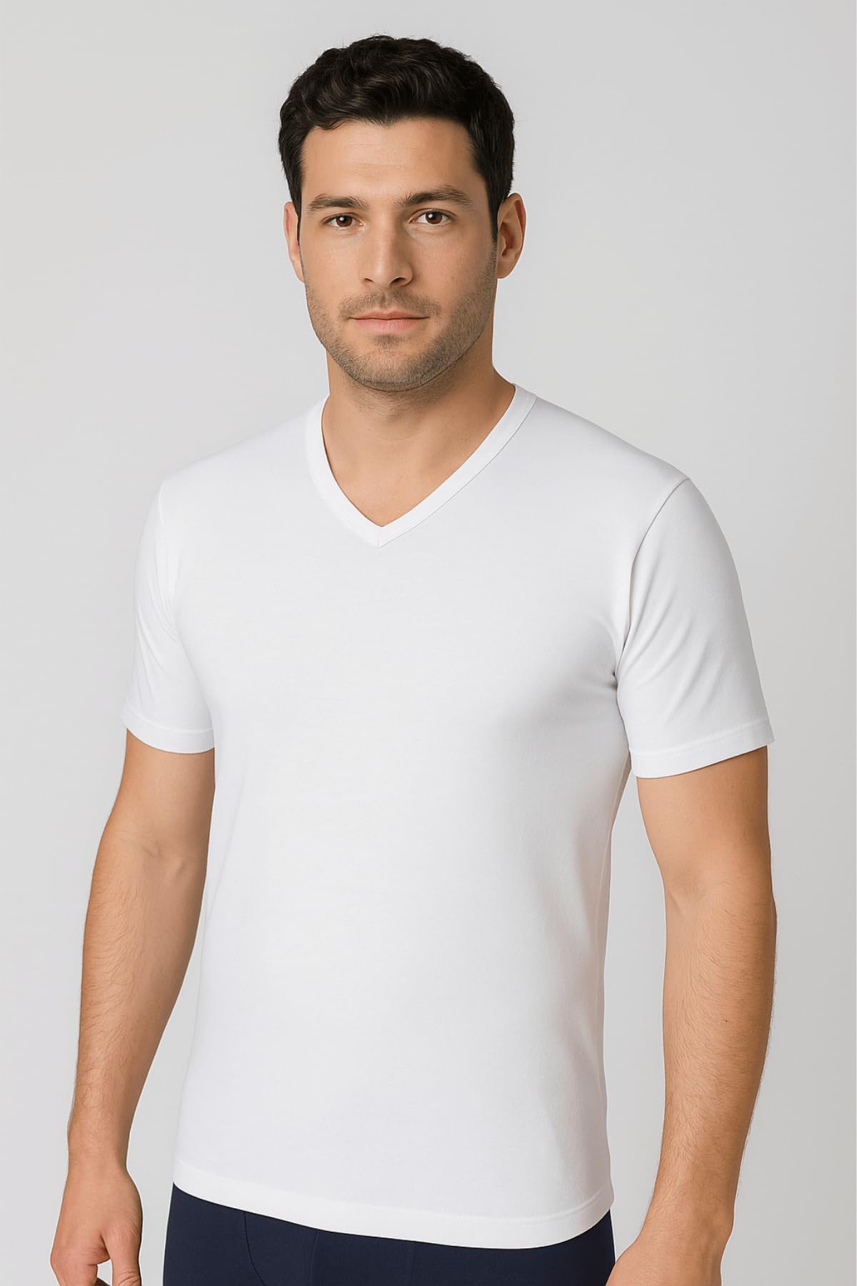 Lady C t-shirt uomo cotone scollo V M 3 pack elasticizzata