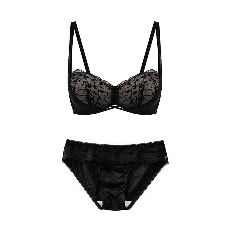 Maria Grazia Severi set lingerie satin pizzo nero